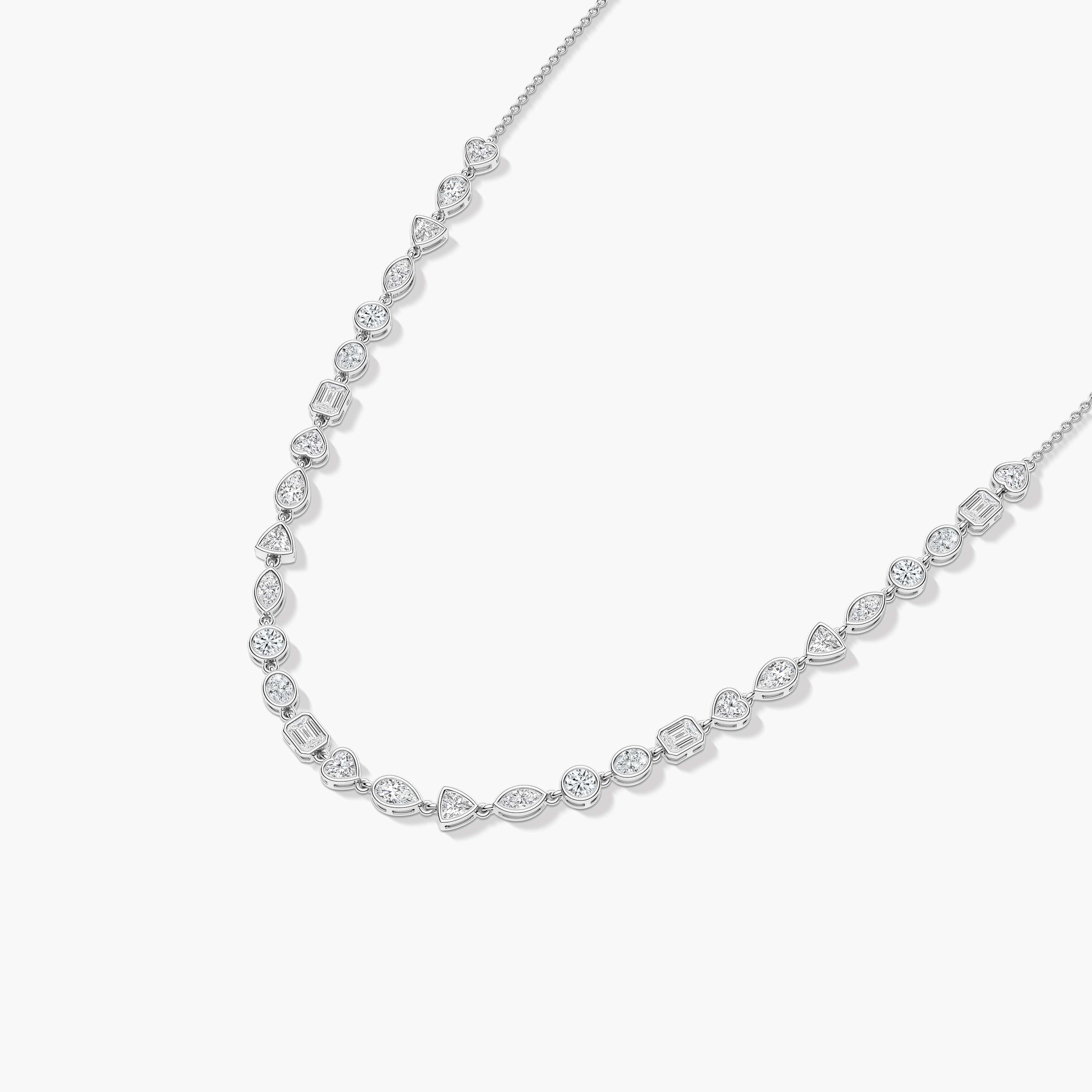 Multi Shaped Diamond Bezel Tennis Necklace