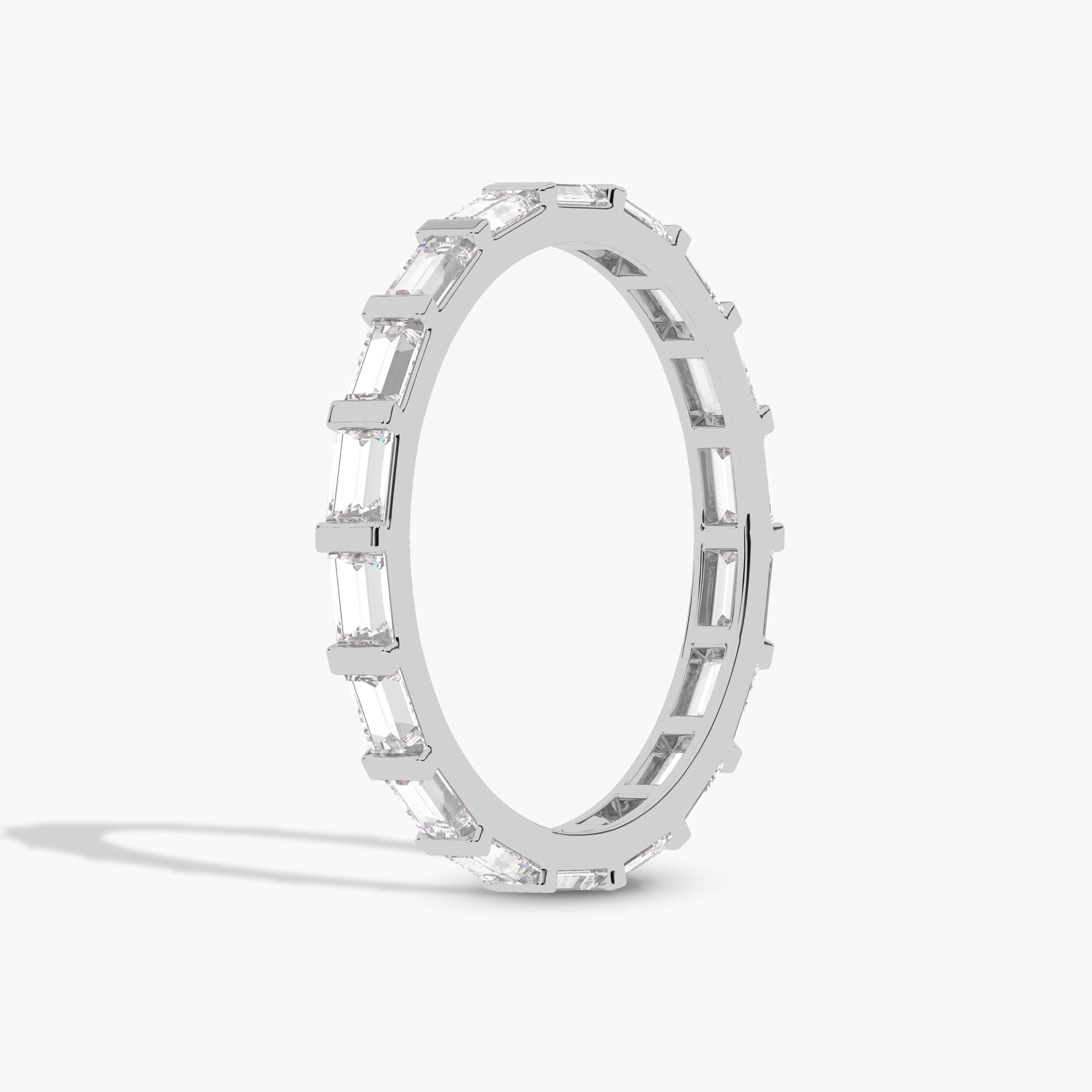 BAR-SET PRINCESS CUT DIAMOND ETERNITY RING BAND WHITE GOLD