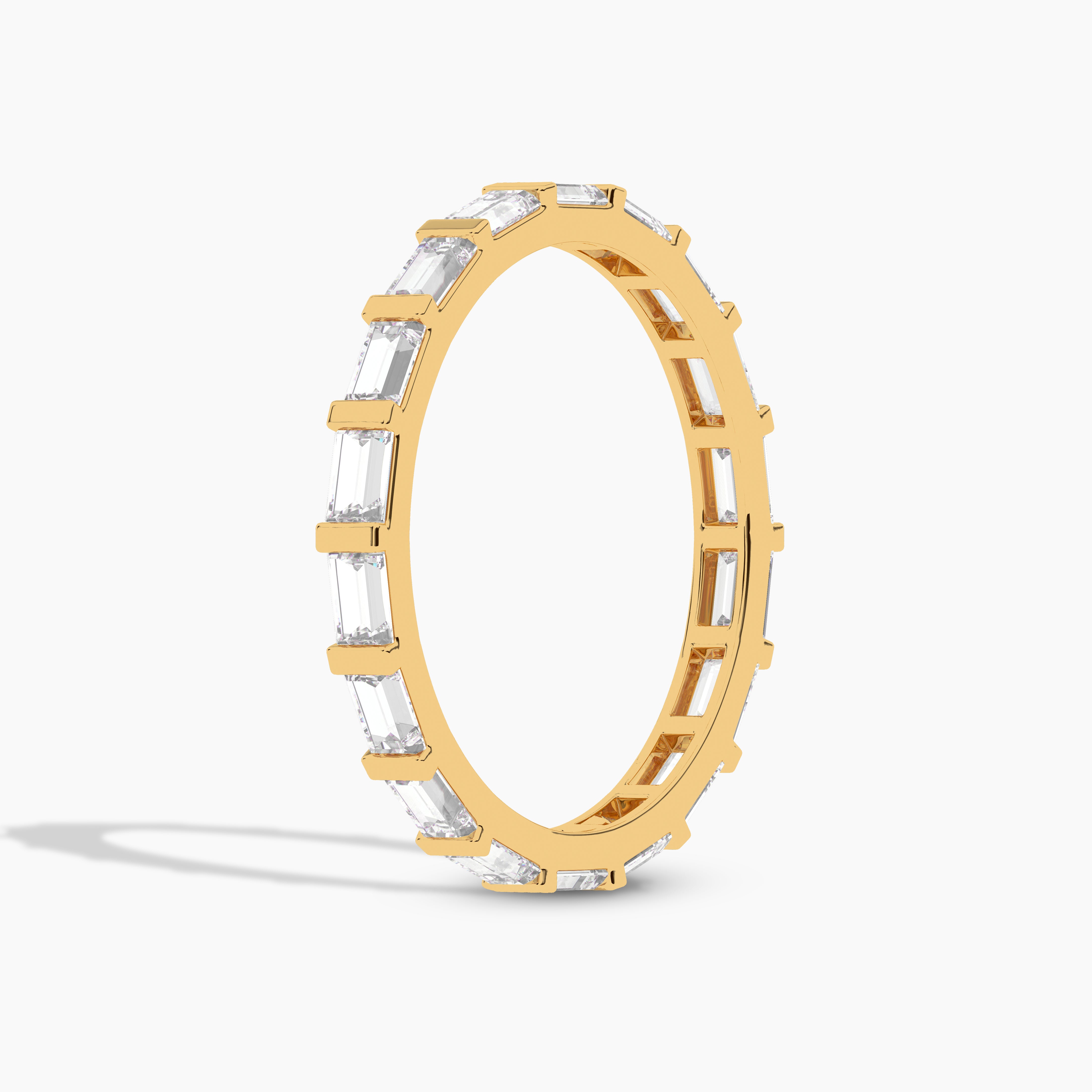 Bar Set Baguette Diamond Eternity Band yellow gold