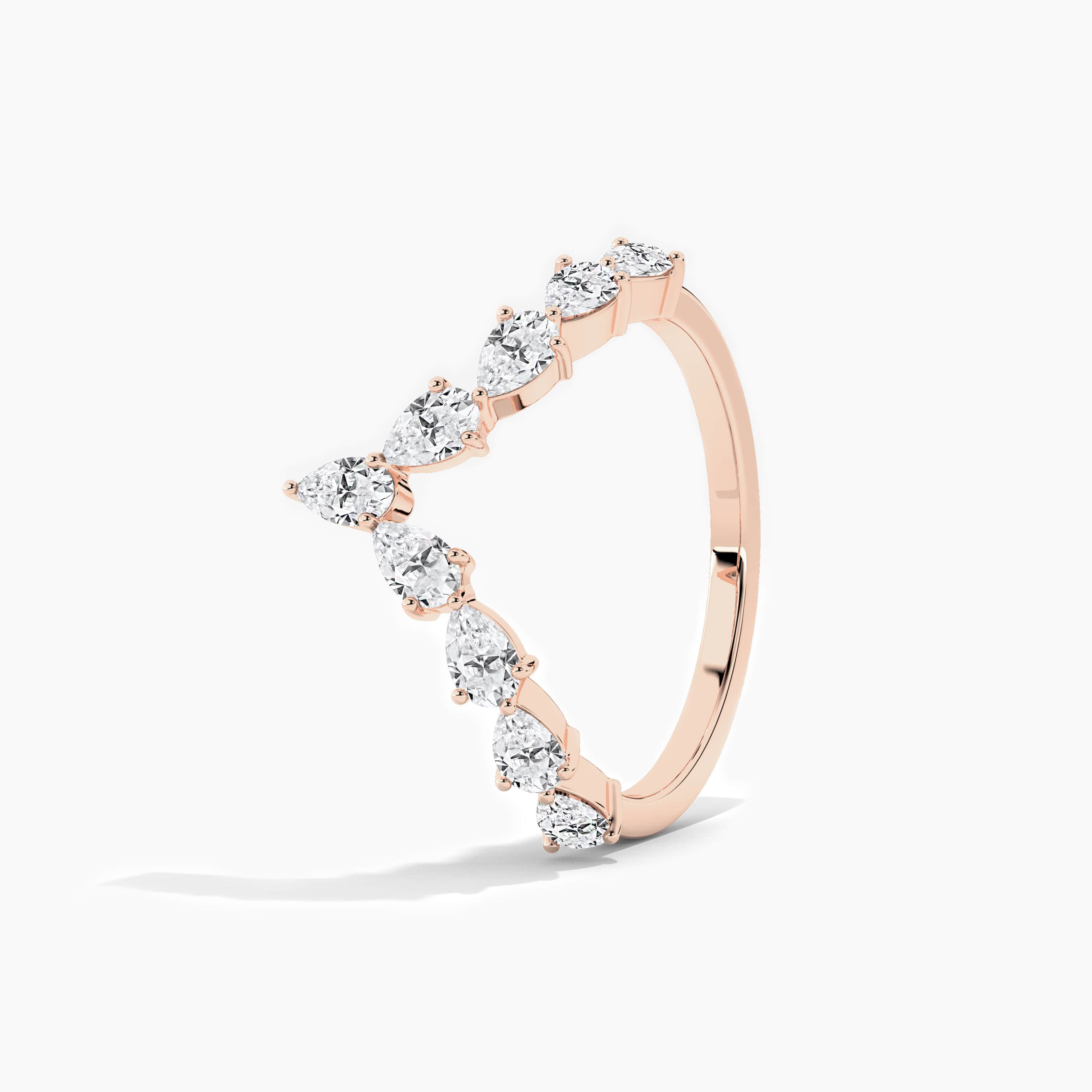  lab grown diamond curved band in rose gold 