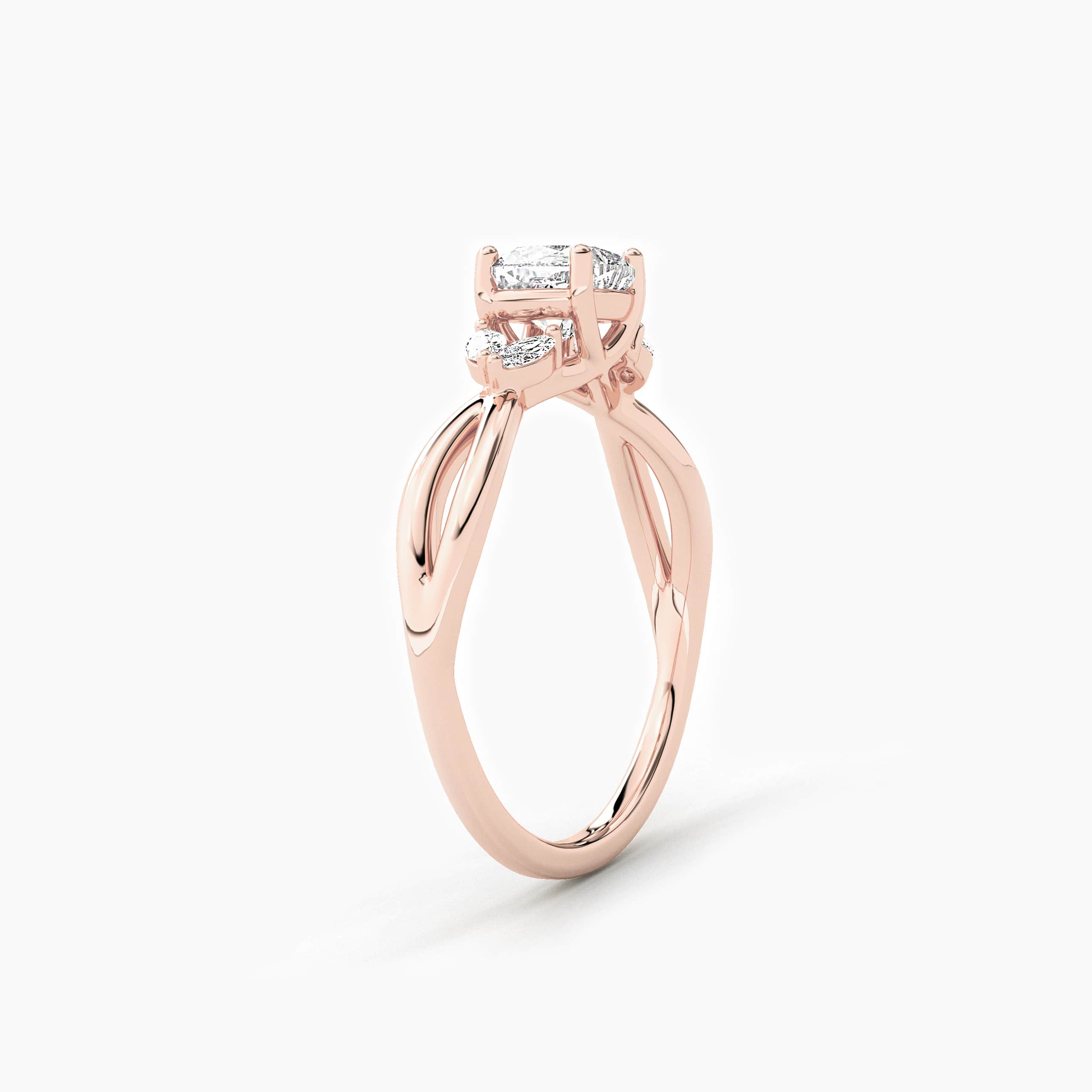 Cushion Cut Marquise Shaped diamond Engagement Ring
