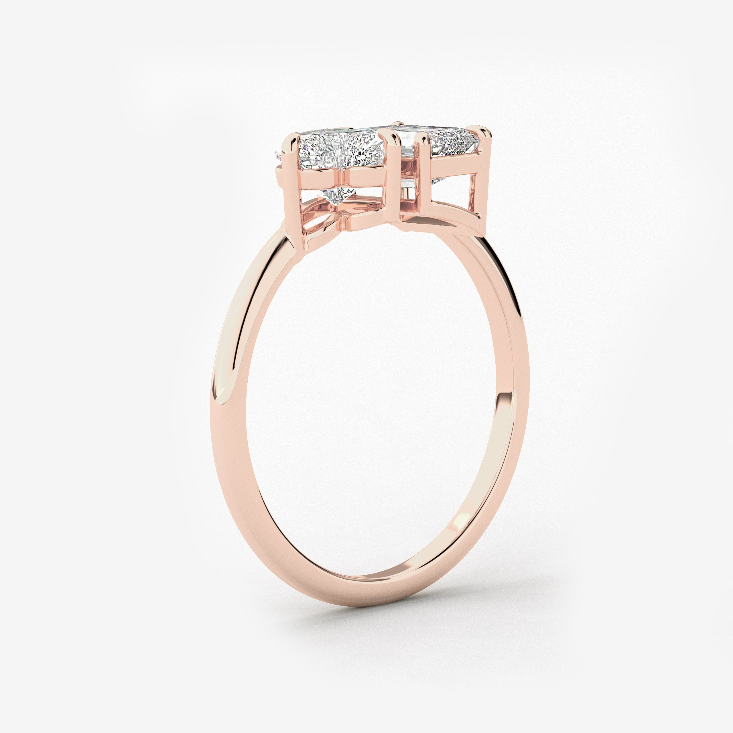 Emerald And Heart Cut Diamond Toi Et Moi Ring In Rose Gold