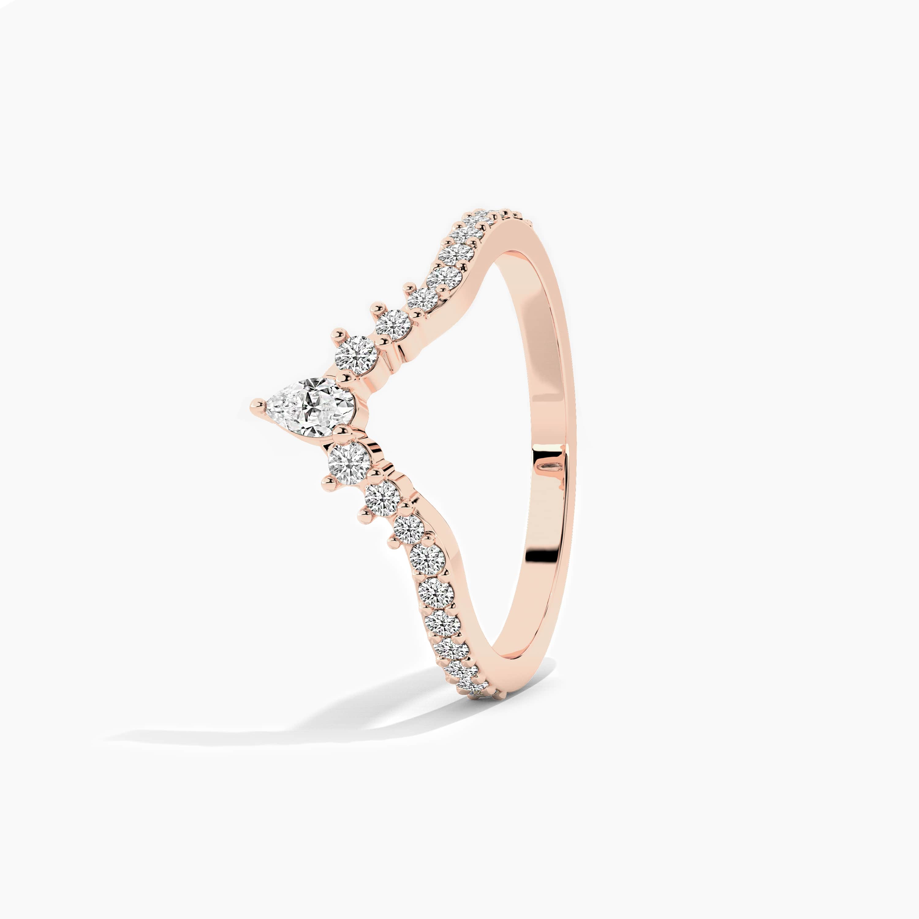 rose gold diamond curved band