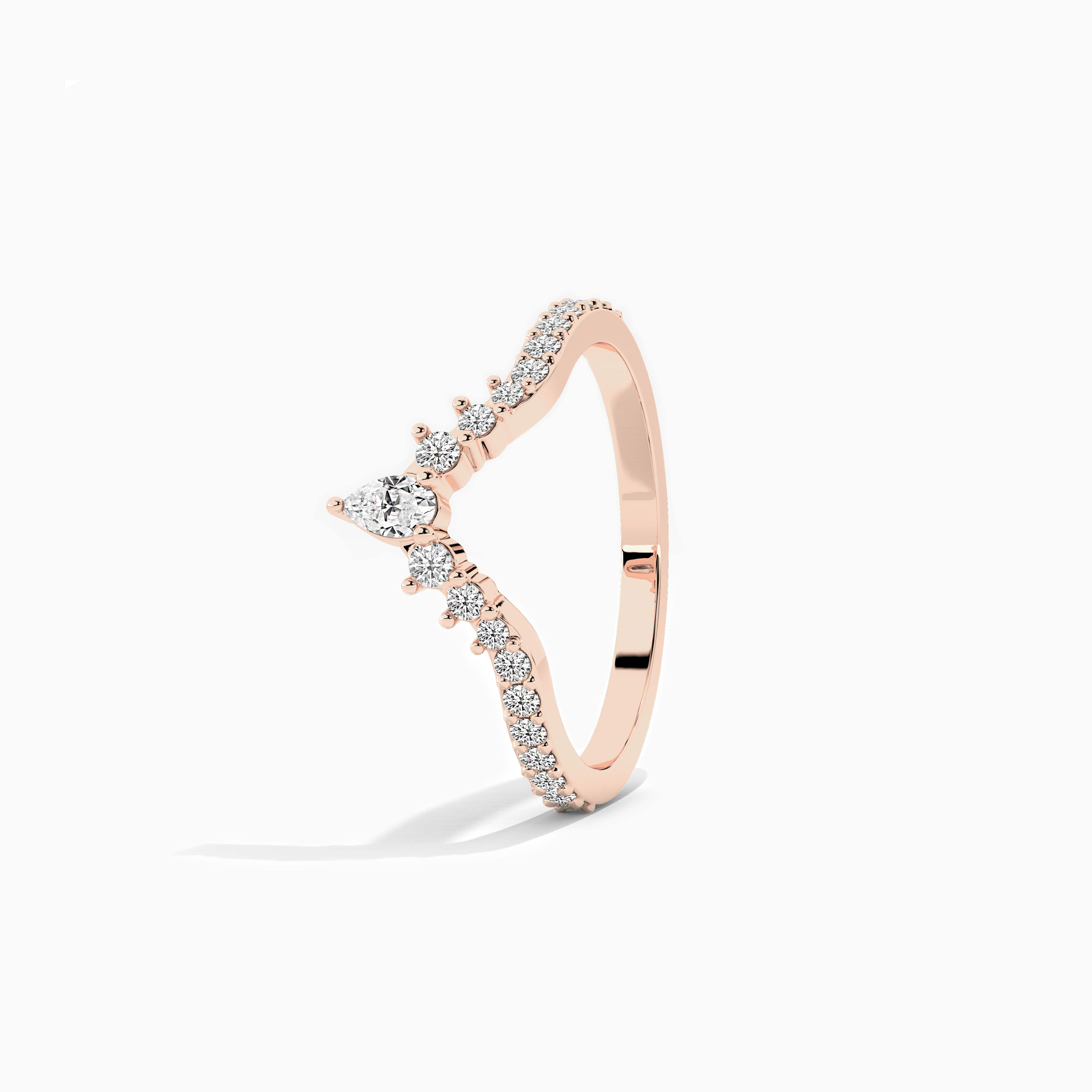 Pear and Round Diamond Stackable Ring