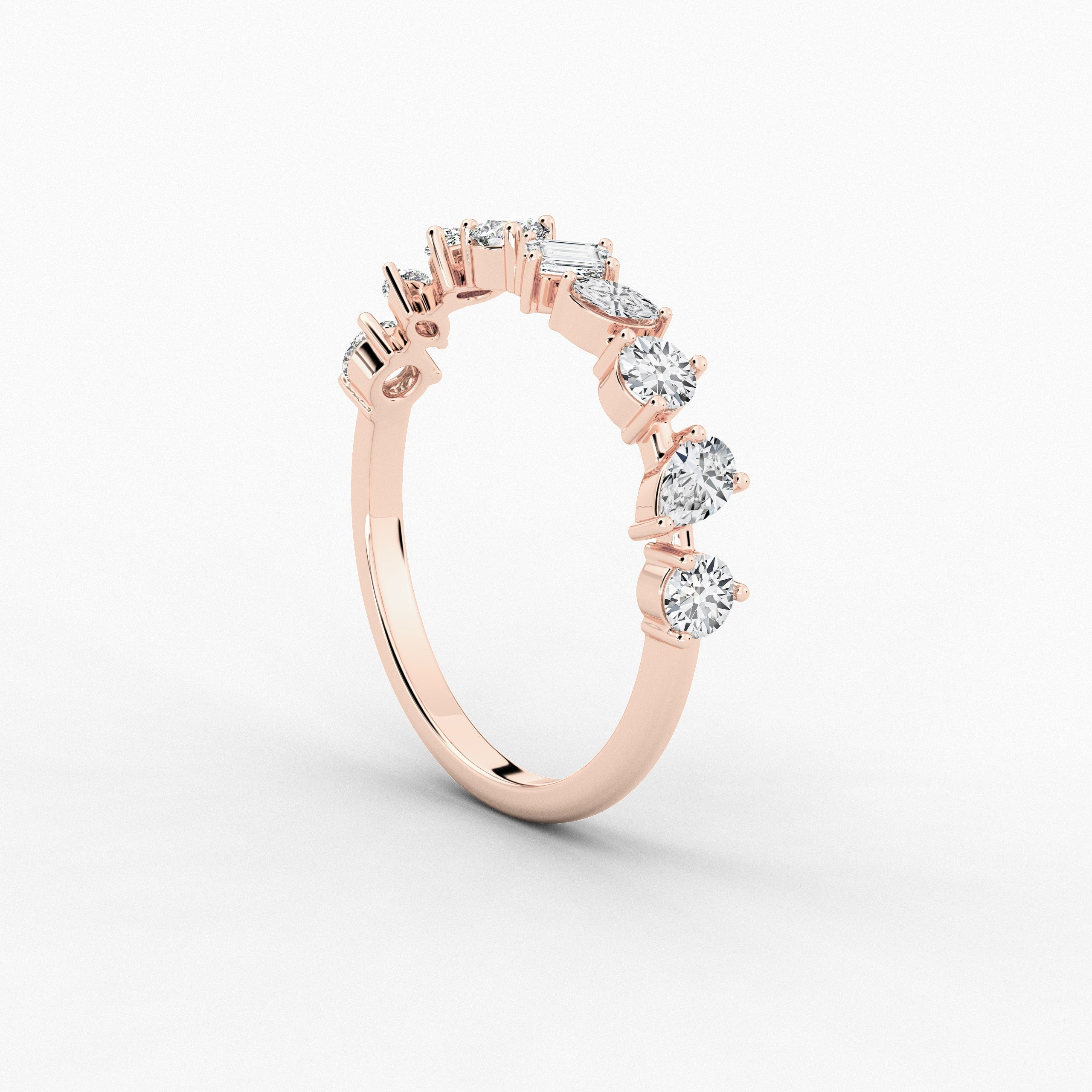 Rose Gold Cluster Engagement Ring In Multi Shape Ring For Woman