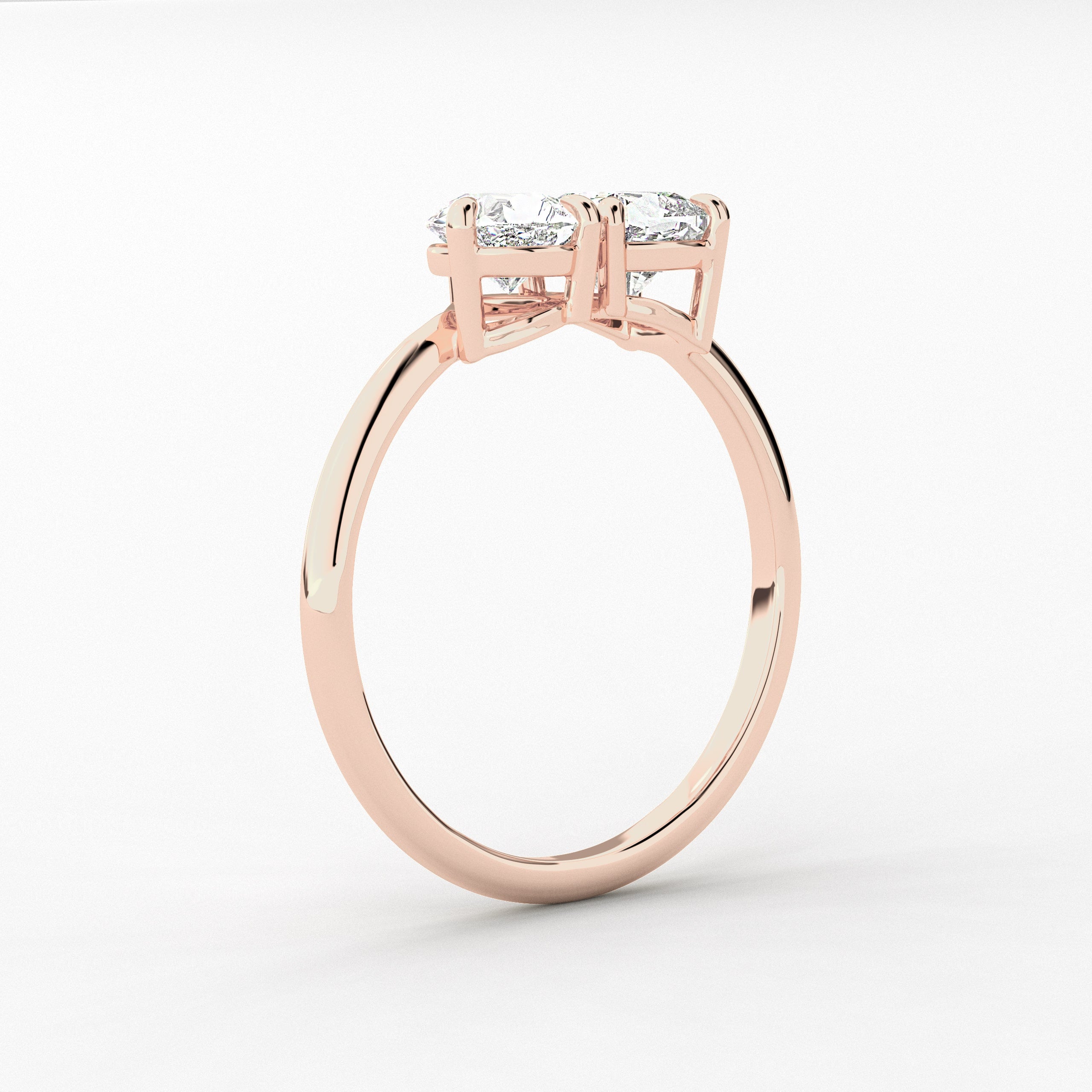 Rose Gold Toi Et Moi Pear And Cushion Shape Engagement Ring In Ross Gold 