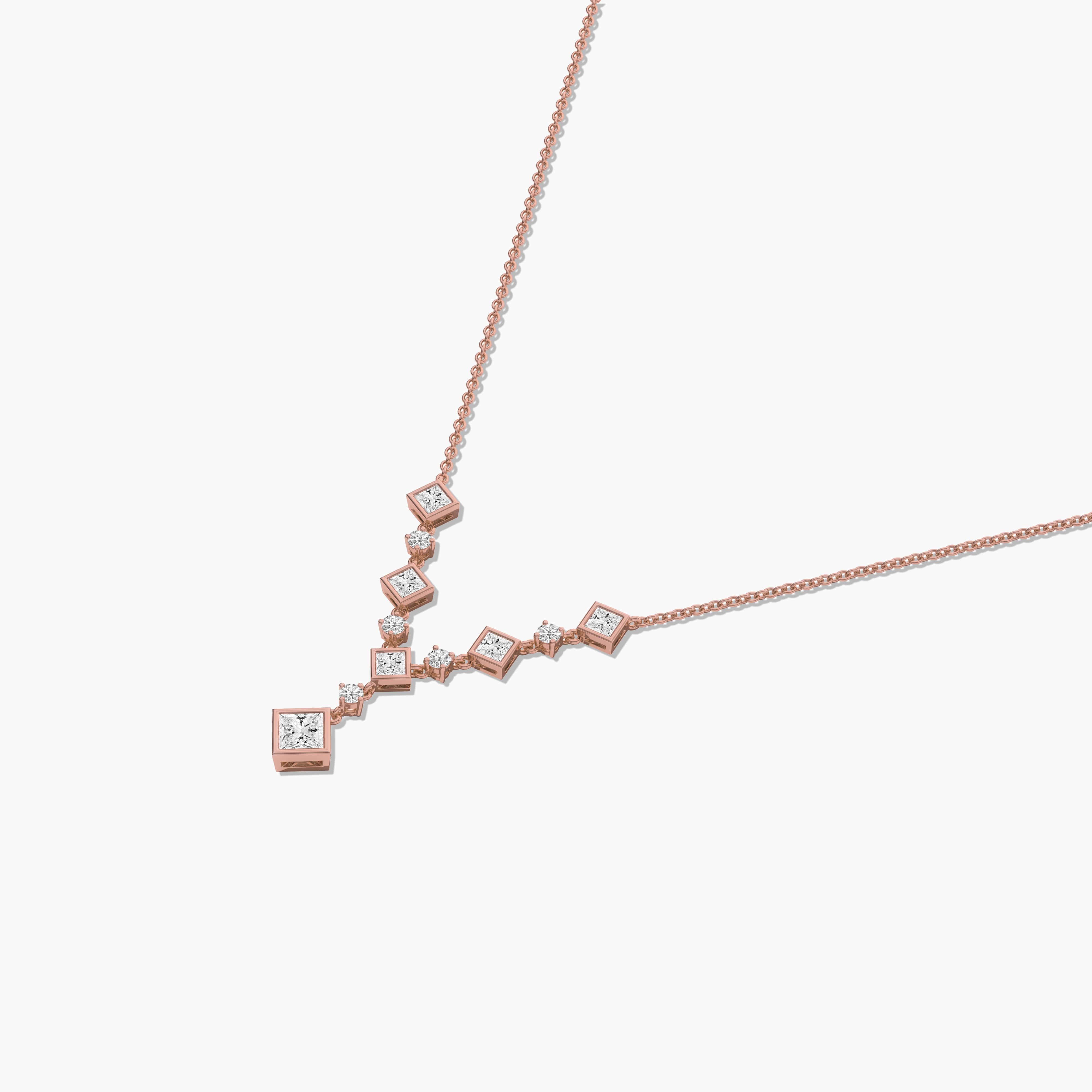 rose gold diamond lariat necklace