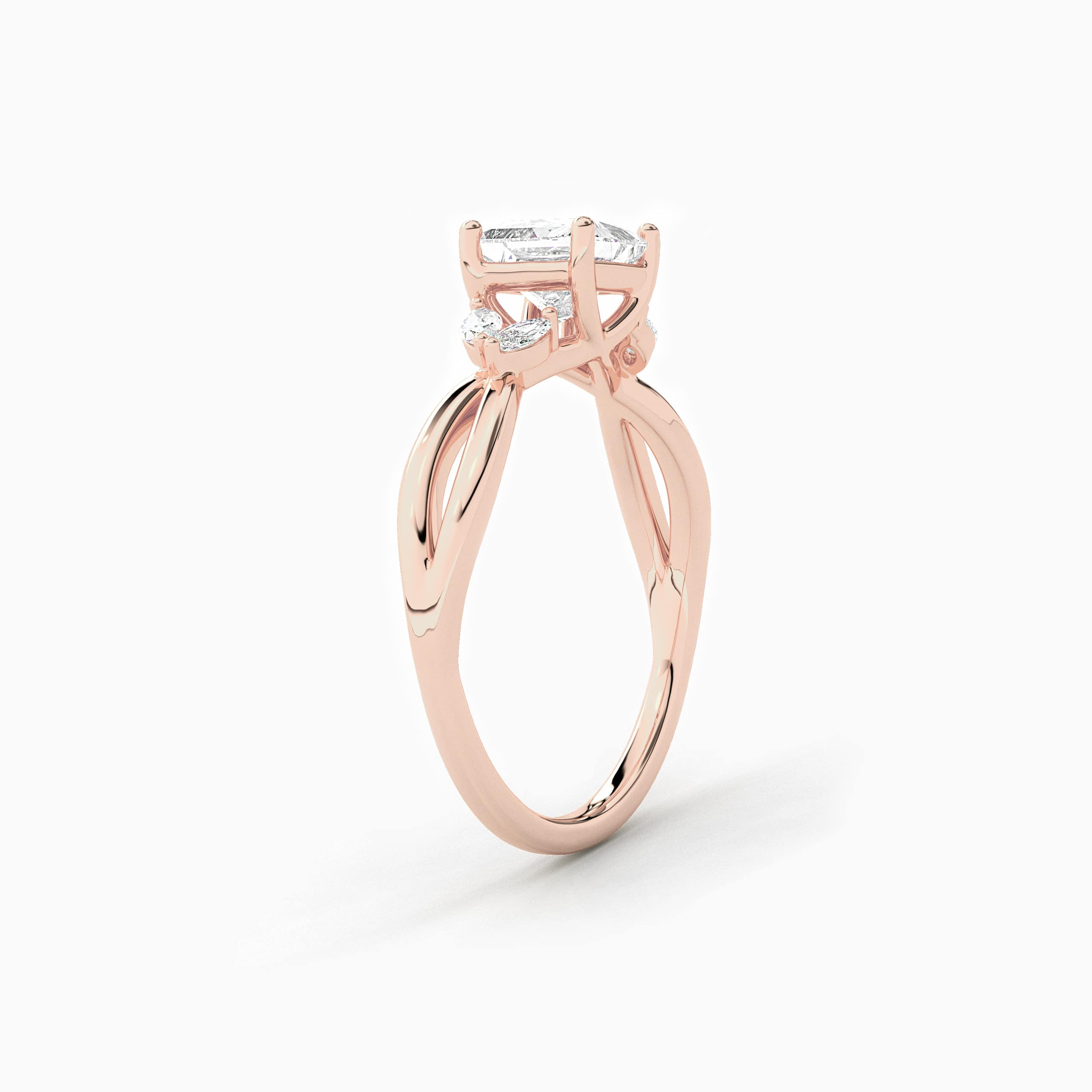 Rose Gold Nature Inspired Ring In Princess Cut Lab Grown Engagement Ring