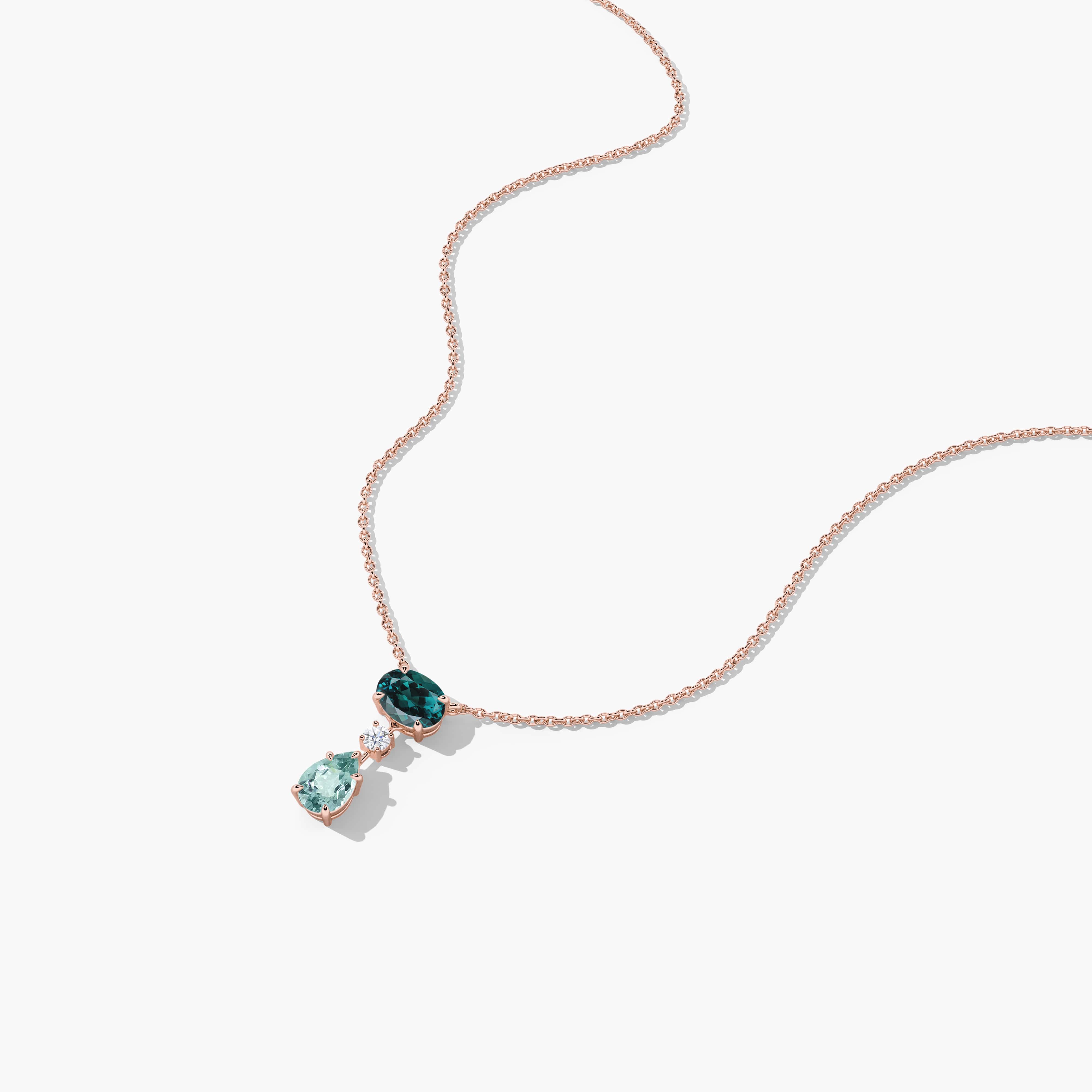 Green Tourmaline Drop Necklace in Rose Gold