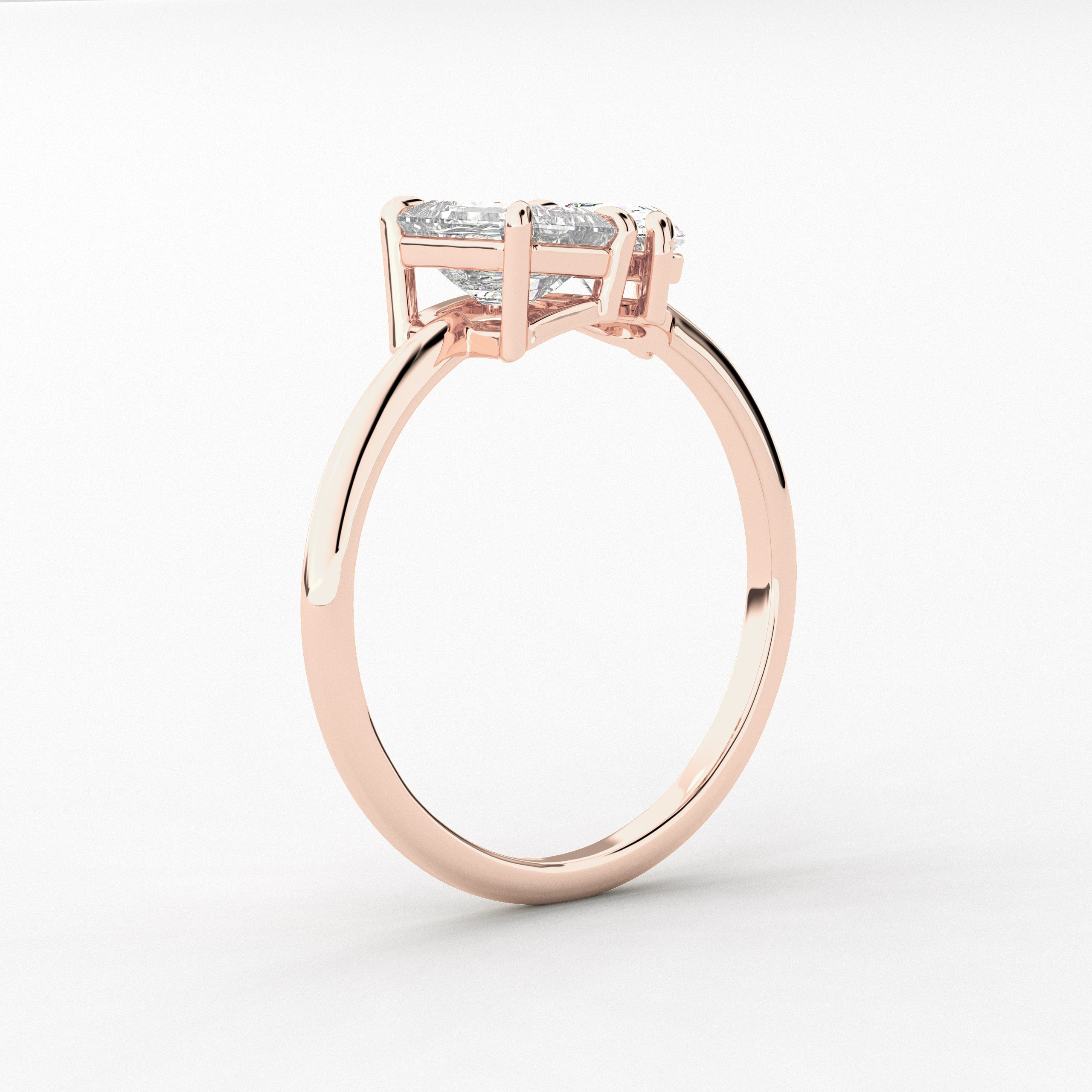 Rose Gold Pear And Emerald Cut Toi Et Moi  Ring  For Woman