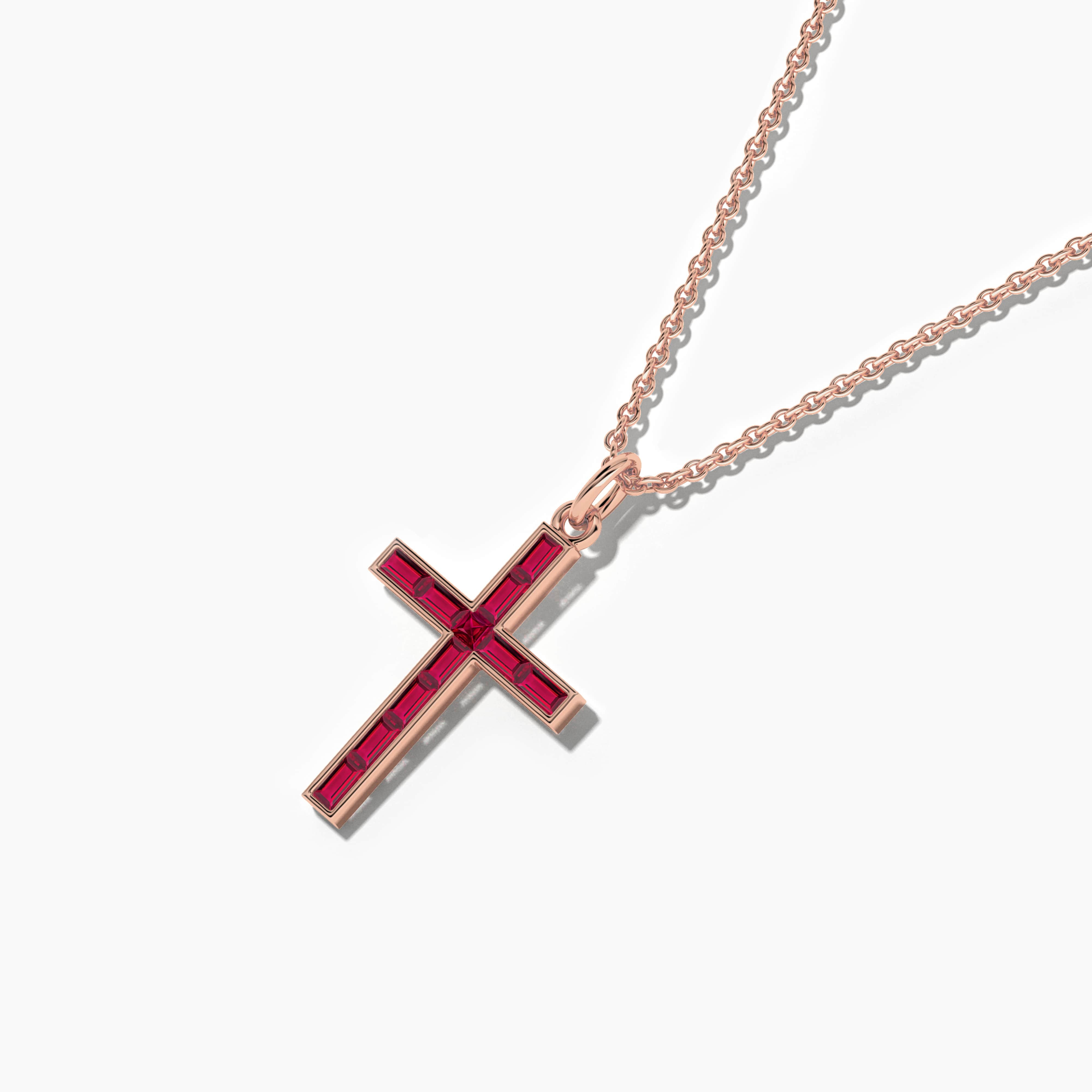 Baguette Cross Pendant with Ruby