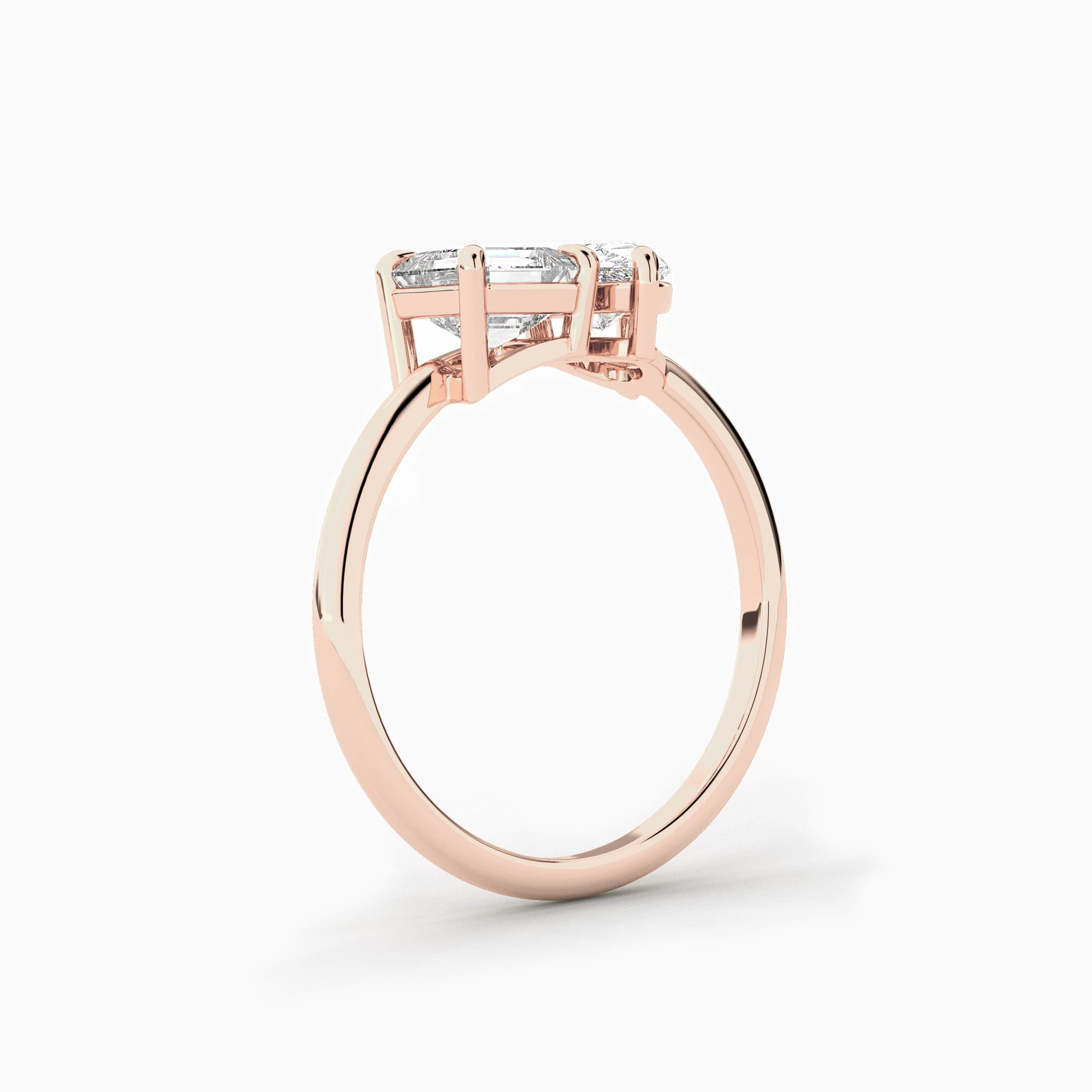 Pear And Asscher Cut Toi Et Moi Lab-Grown Diamond Ring In Rose Gold