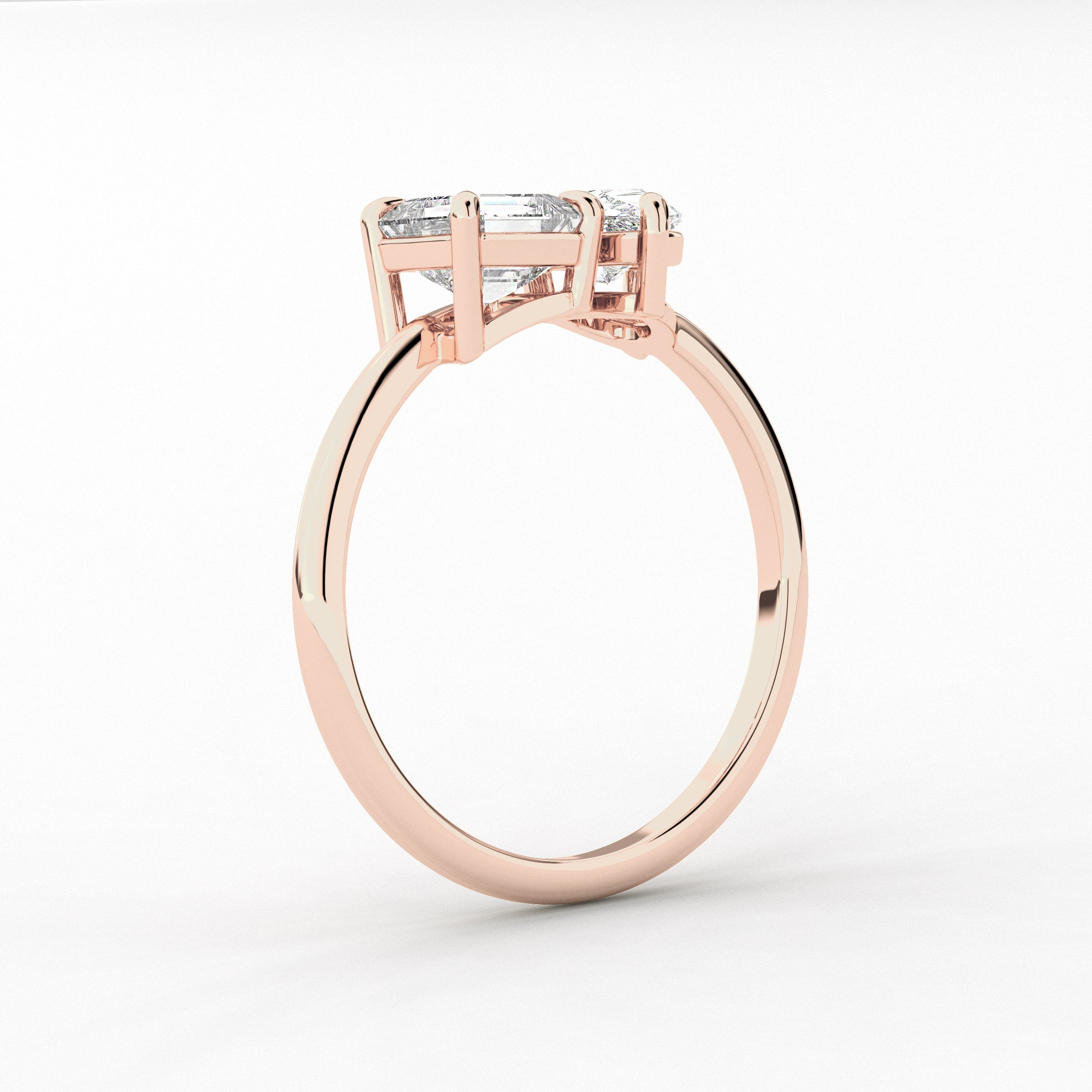 Pear And Asscher Cut Toi Et Moi Lab-Grown Diamond Ring In Rose Gold