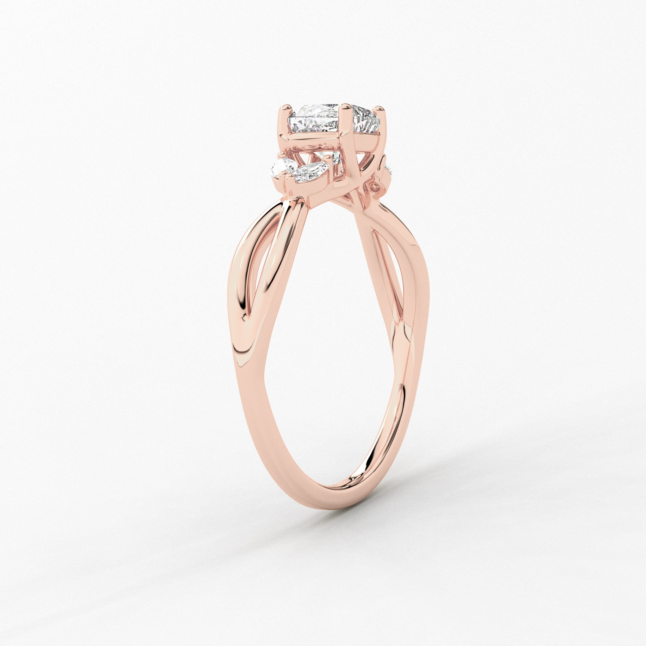 Cushion Cut Marquise Shaped diamond  Engagement Ring 