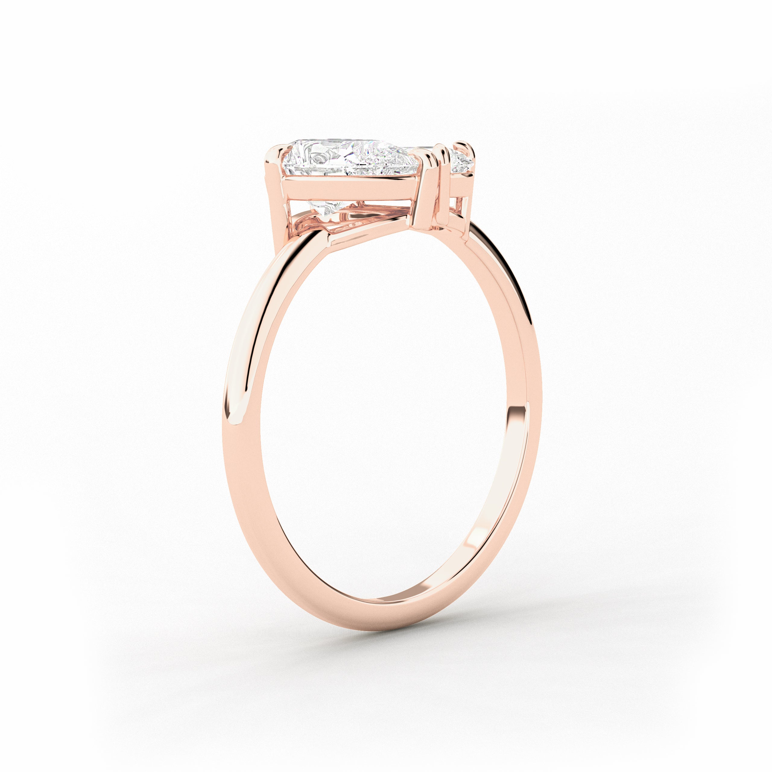 Two Stone Diamond Engagement Ring In Rose Gold