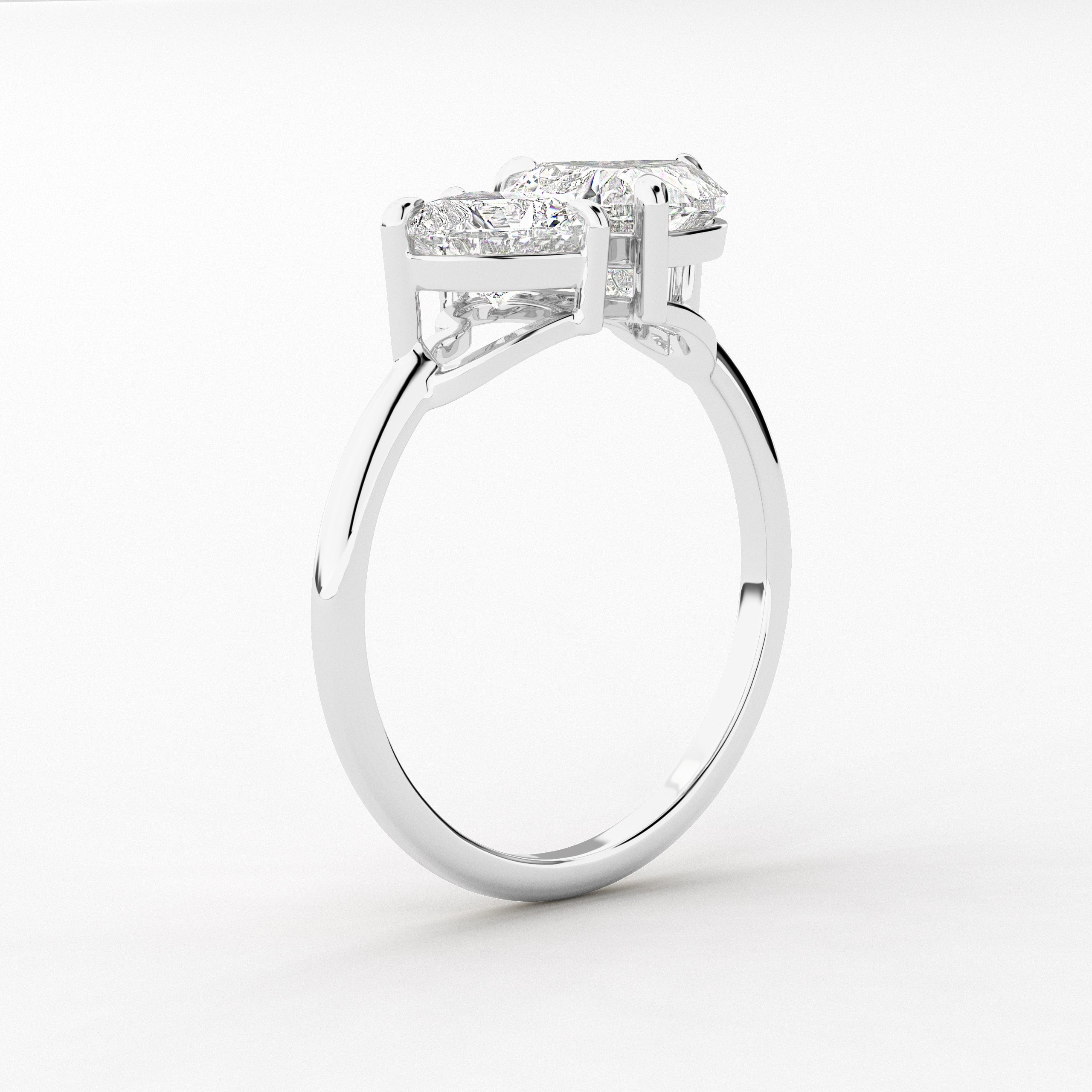 Heart Cut Lab Grown Diamond Toi Et Moi Ring In White Gold For Woman 