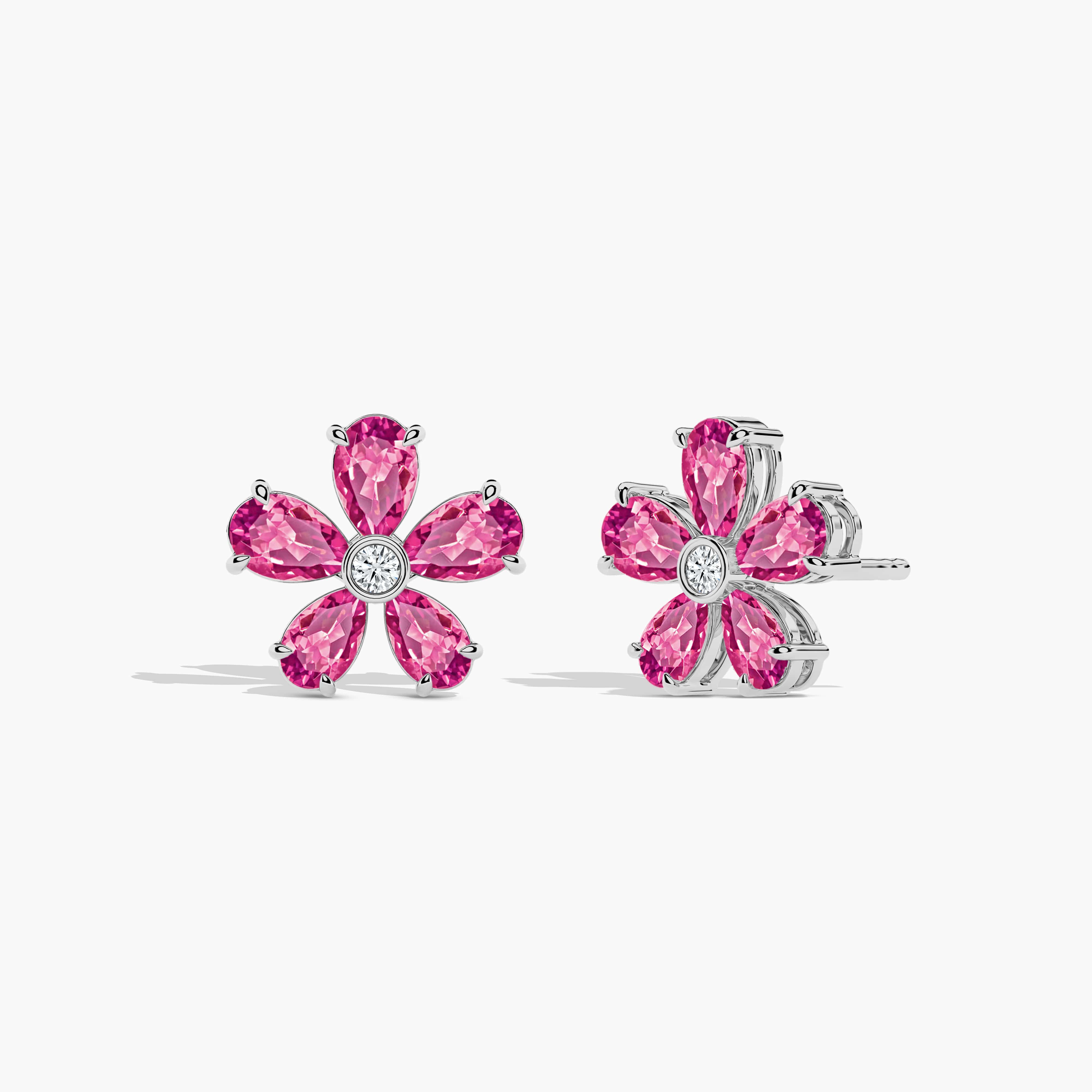 pink stud earrings in silver
