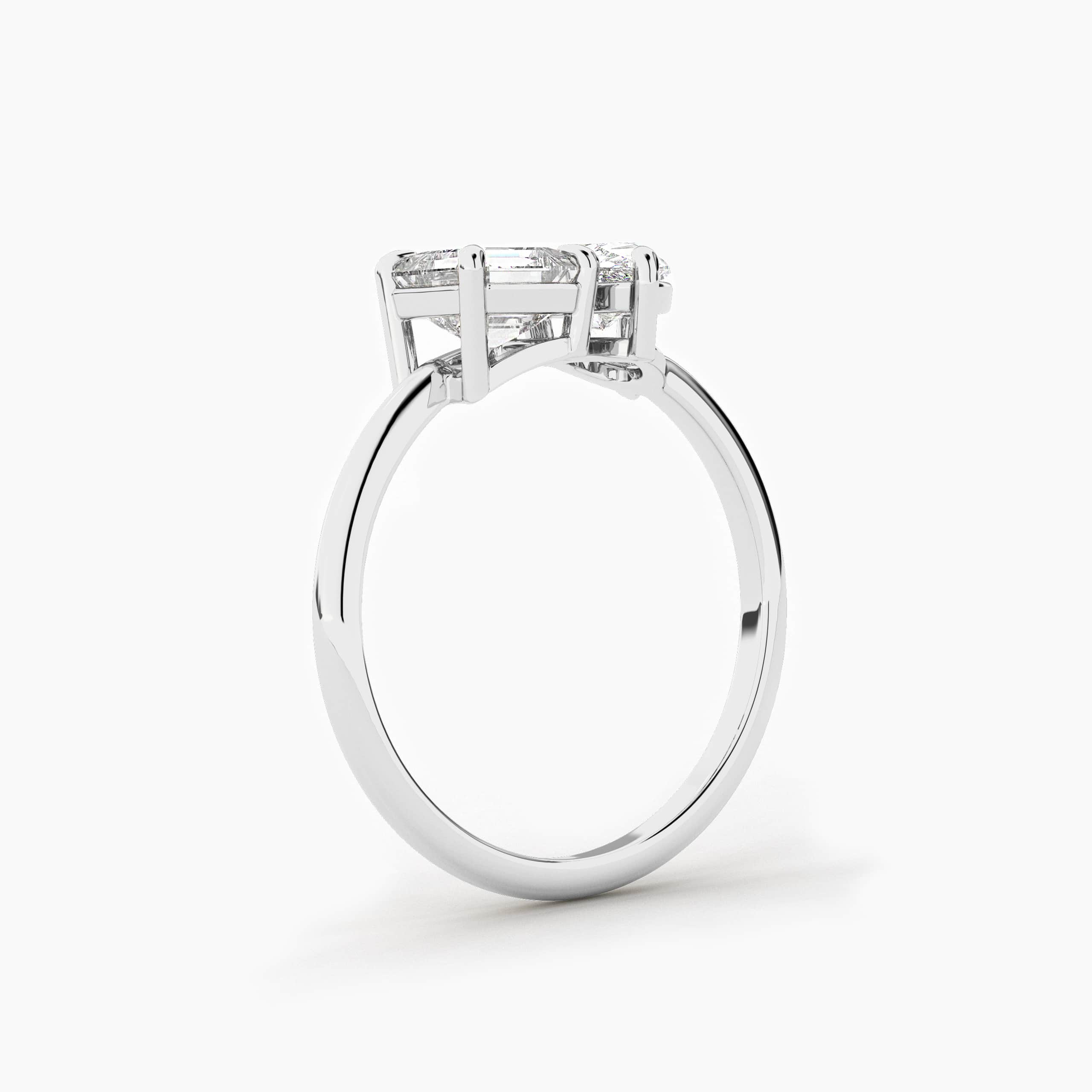 Pear & Asscher Cut Moissanite Toi et Moi Wedding Ring For Woman In White Gold
