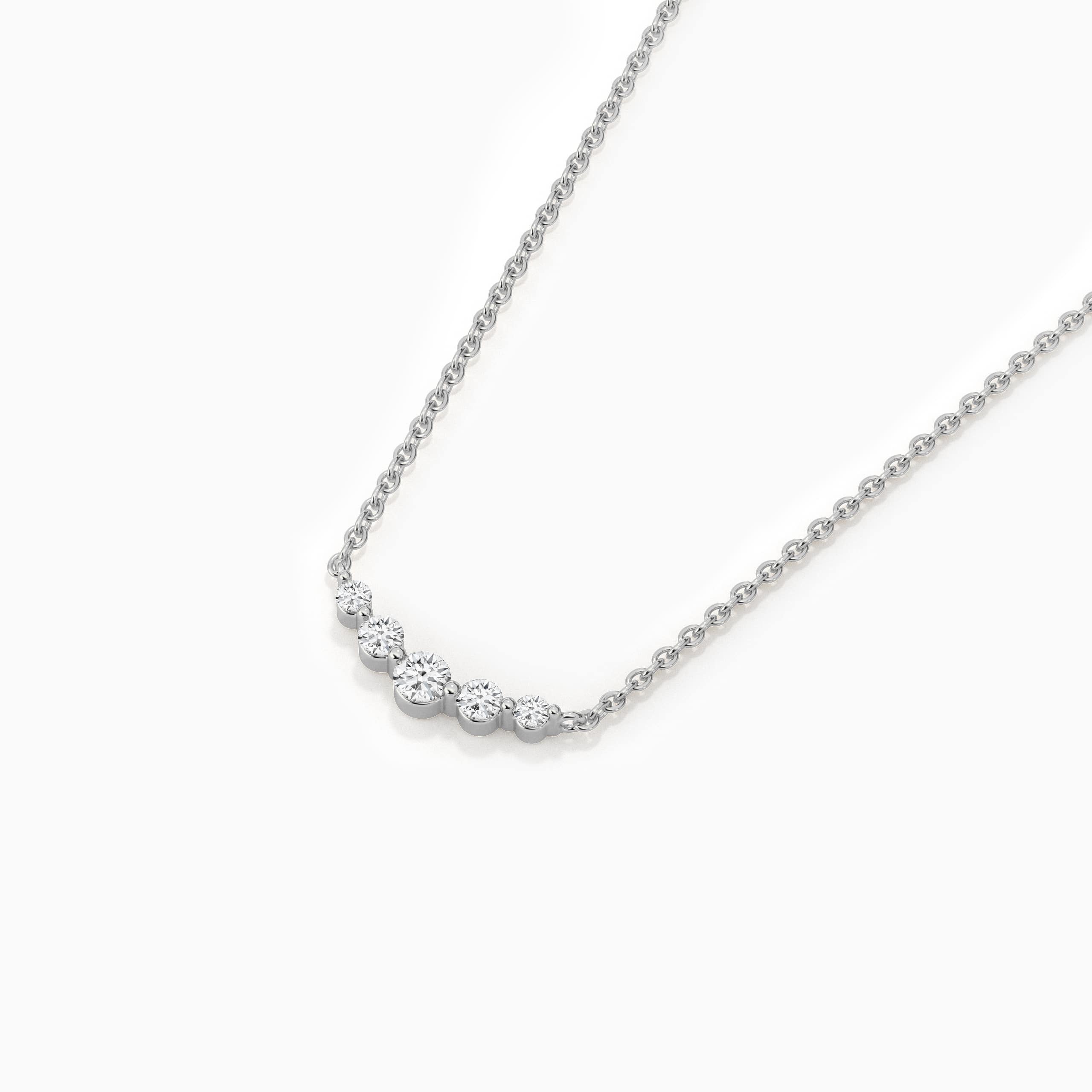 Round Shape Lab Grown Diamond Necklace In White Gold For Woman