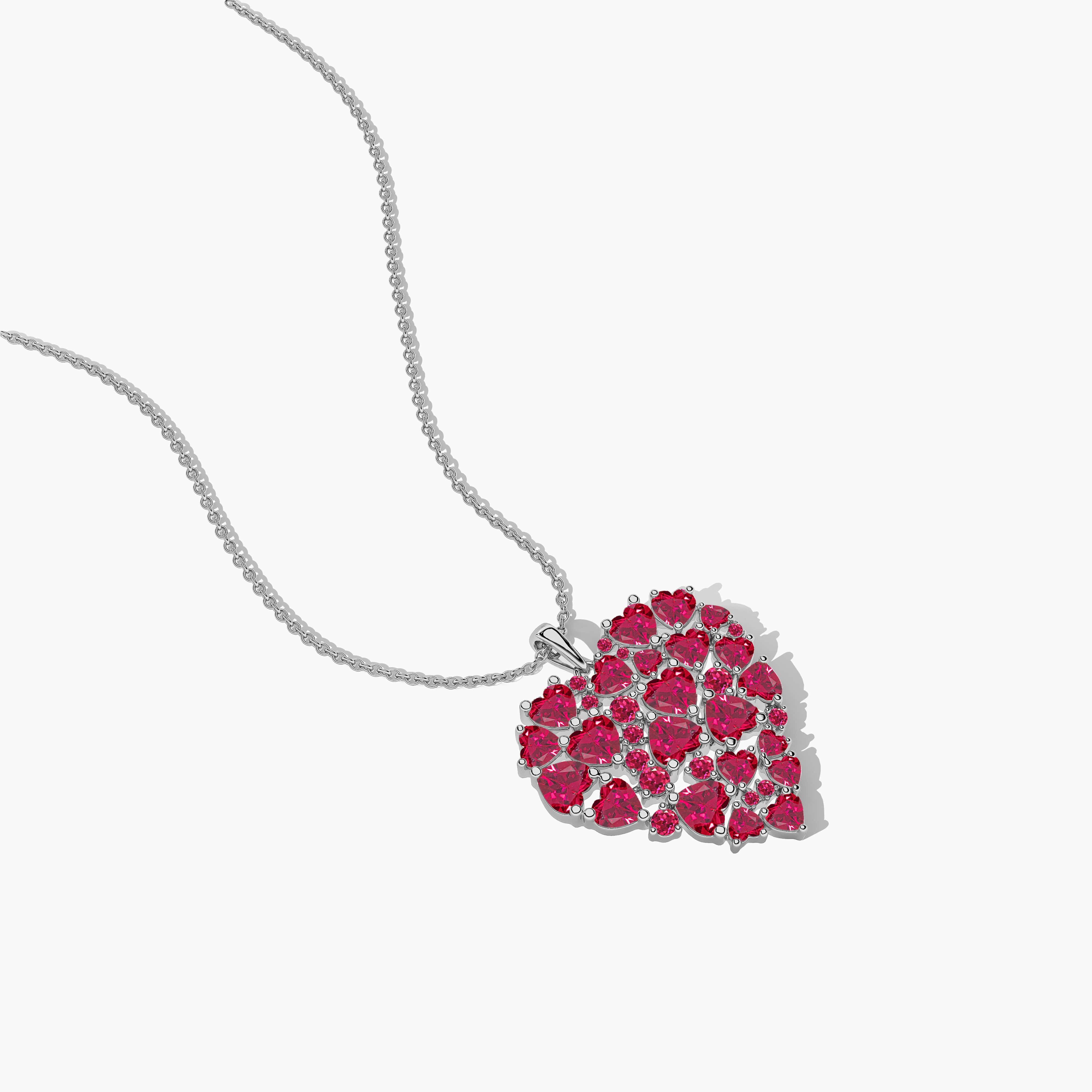 Round and Heart Ruby Gemstone Pendant Necklace