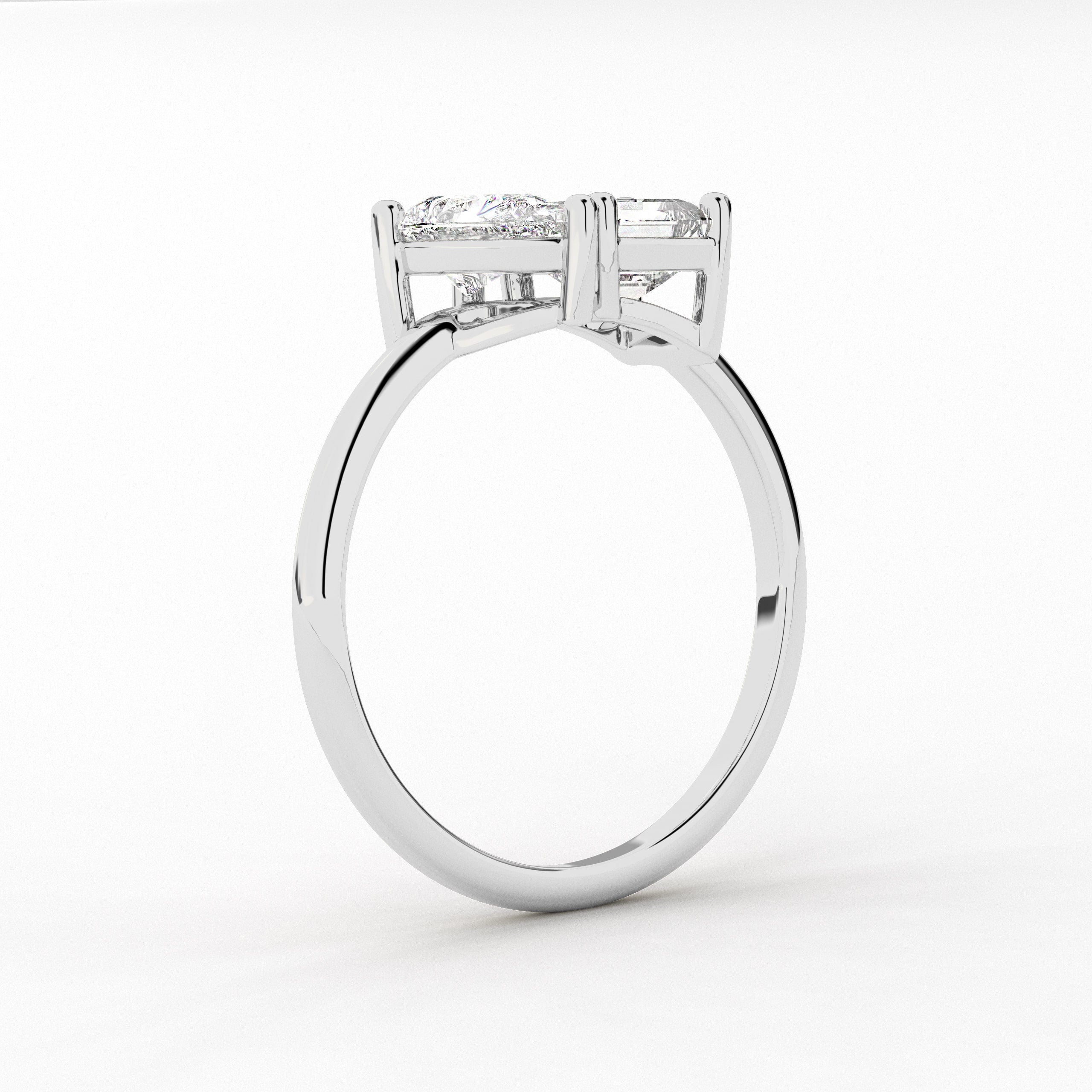 Toi Et Moi Asscher And Pear Cut Engagement Ring In White Gold For Woman