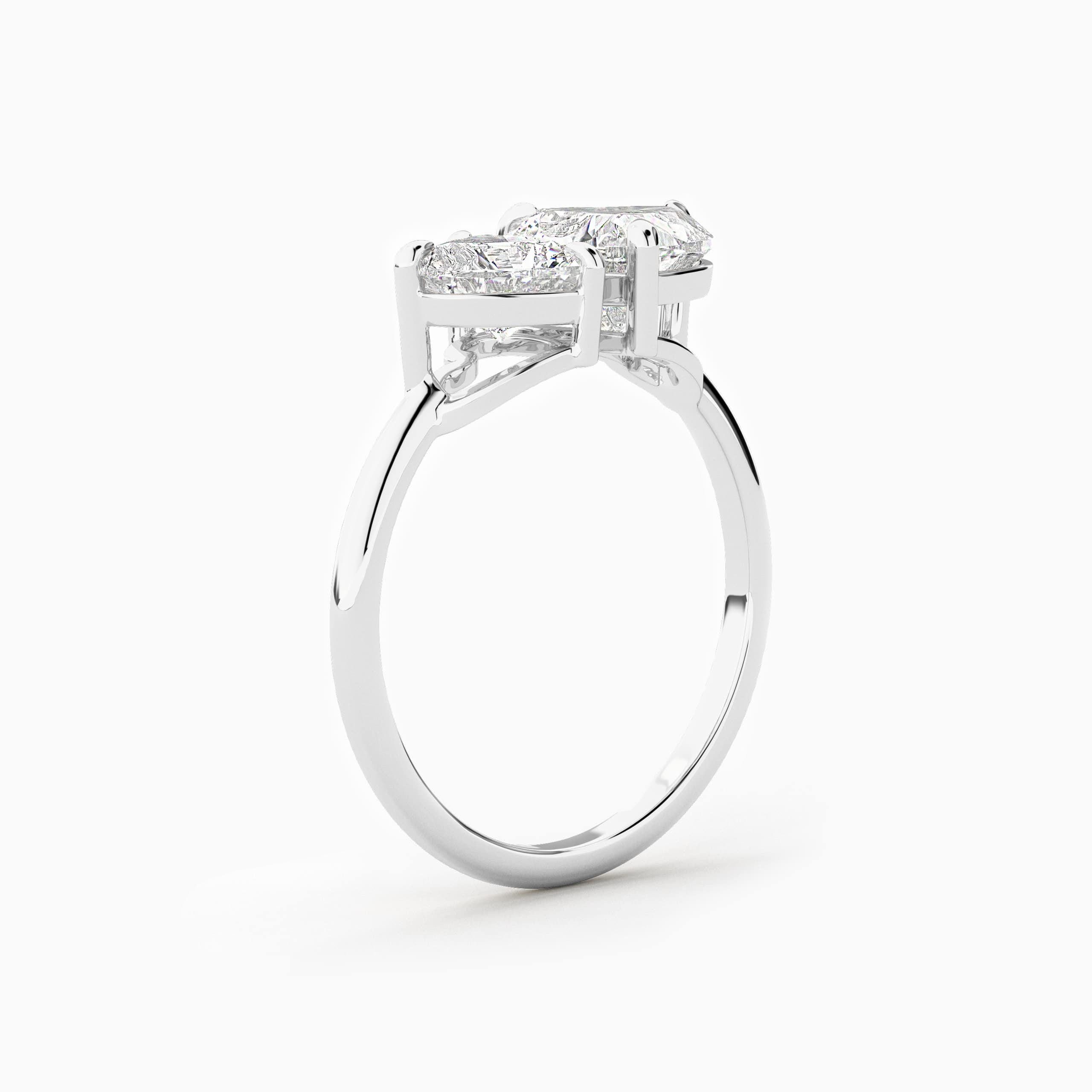 Heart Cut Lab Grown Diamond Toi Et Moi Ring In White Gold For Woman