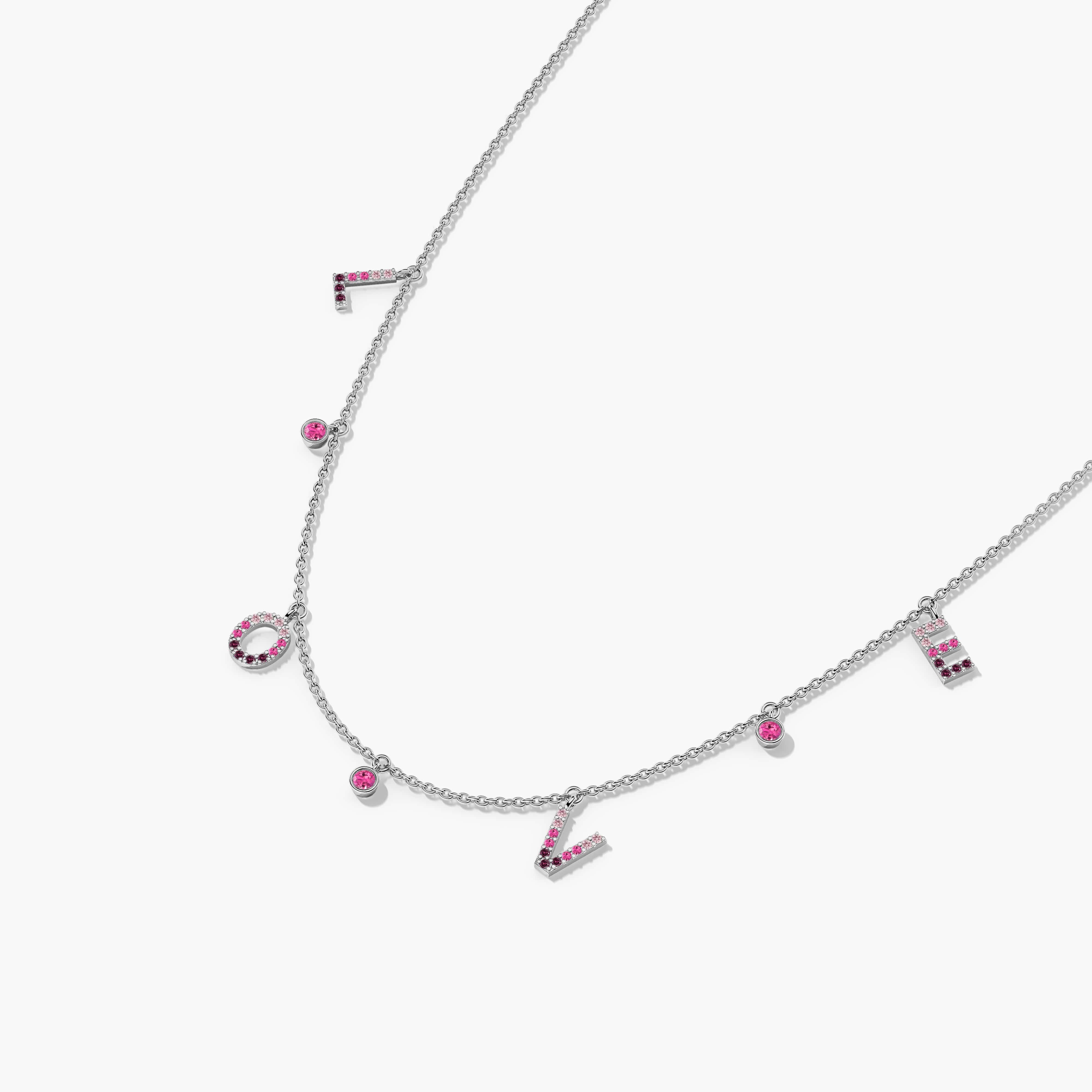 Pink Sapphire Love Station Necklace for Women