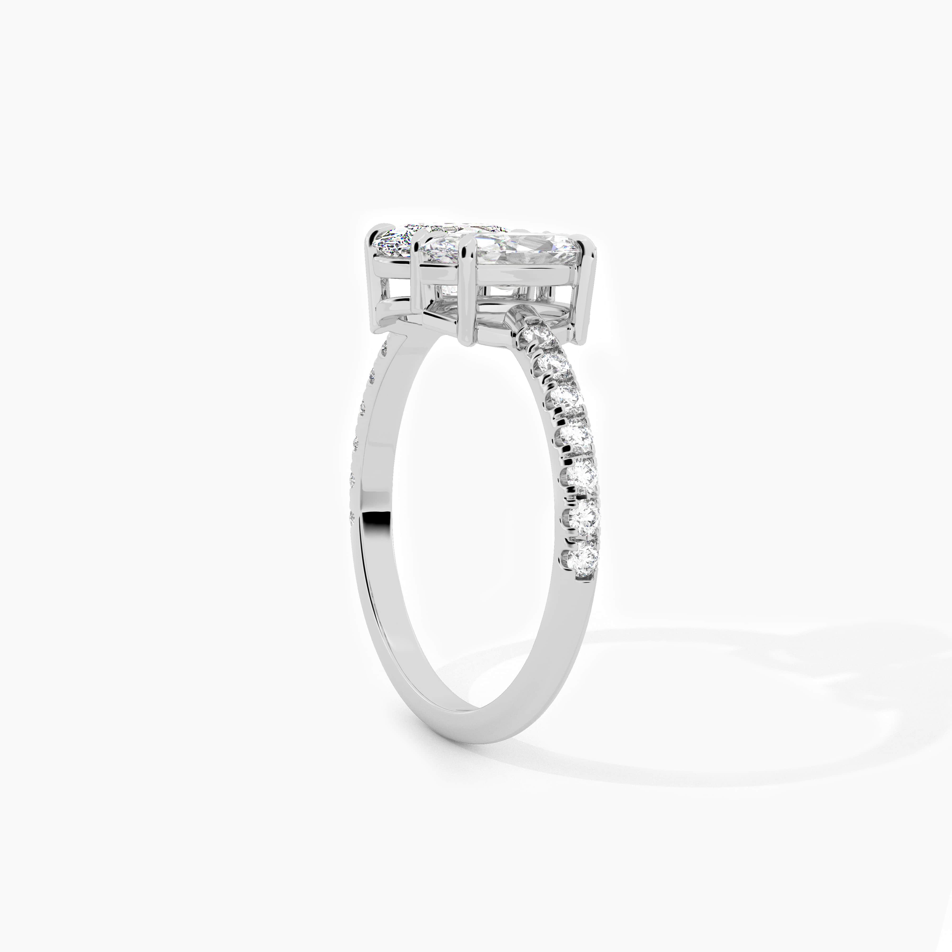 Marquise And Oval Cut Moissanite Anniversary Toi Et Moi Ring In White Gold