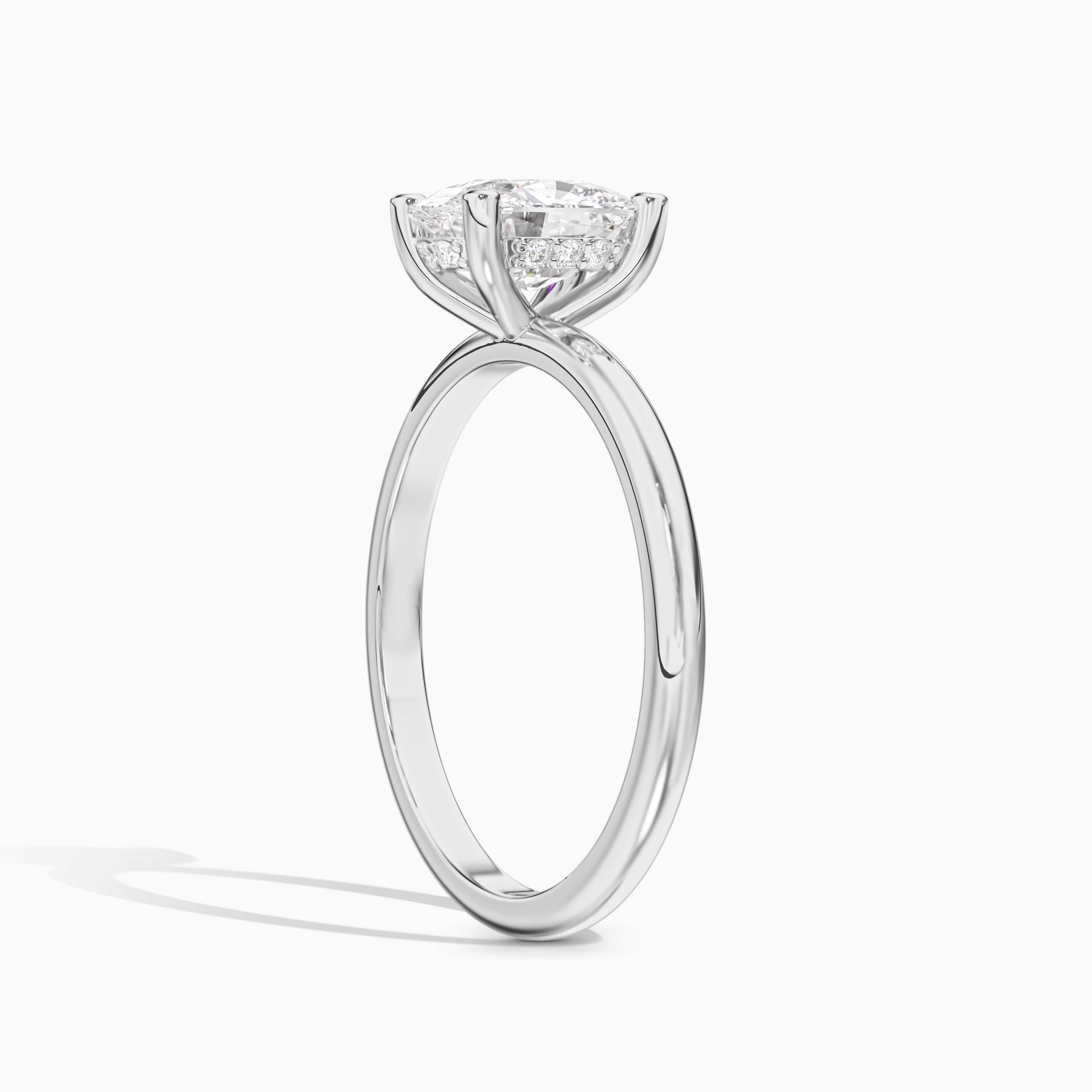 lab grown elongated cushion engagement ring