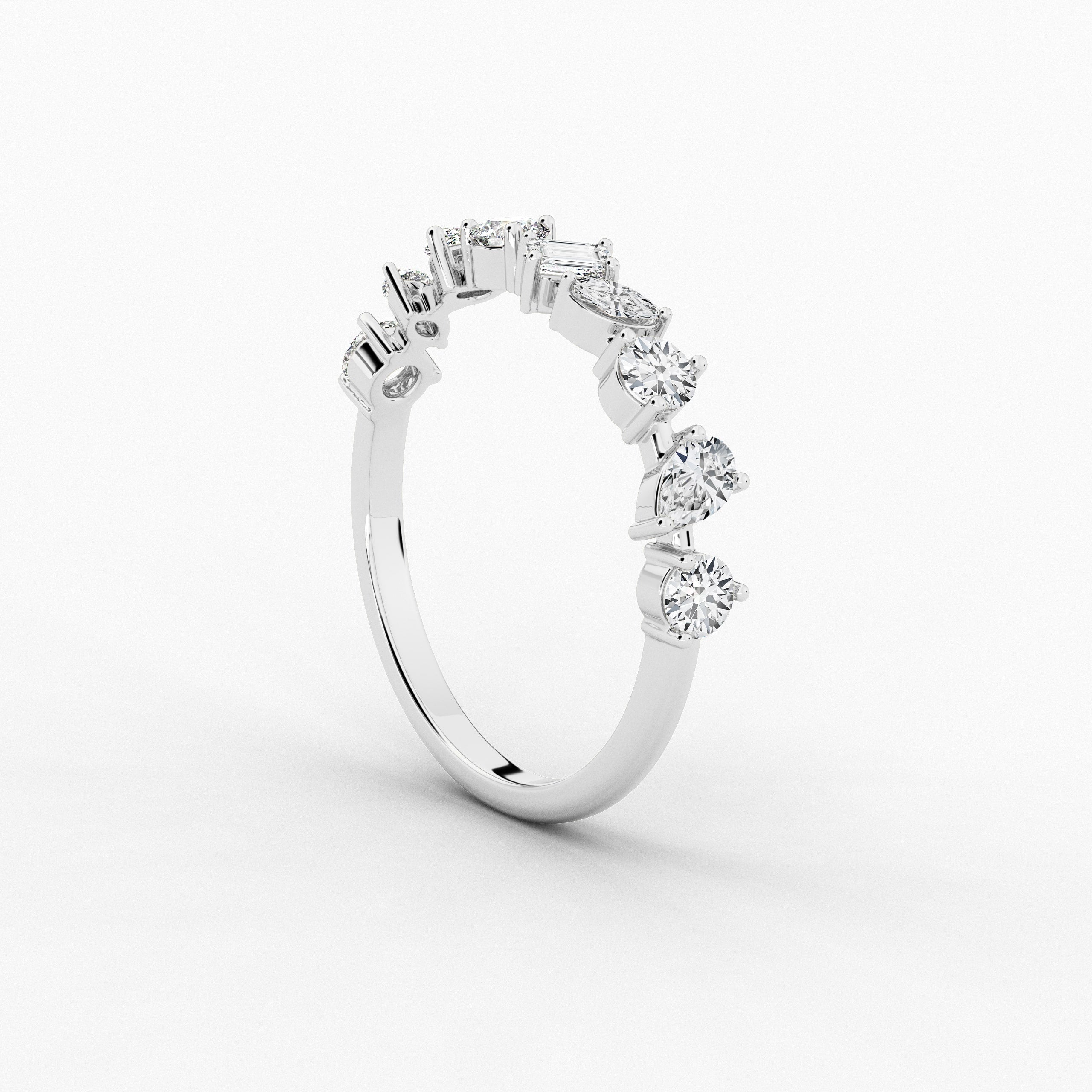 Multi Shape Lab Grown Diamond Engagement Ring In White Gold