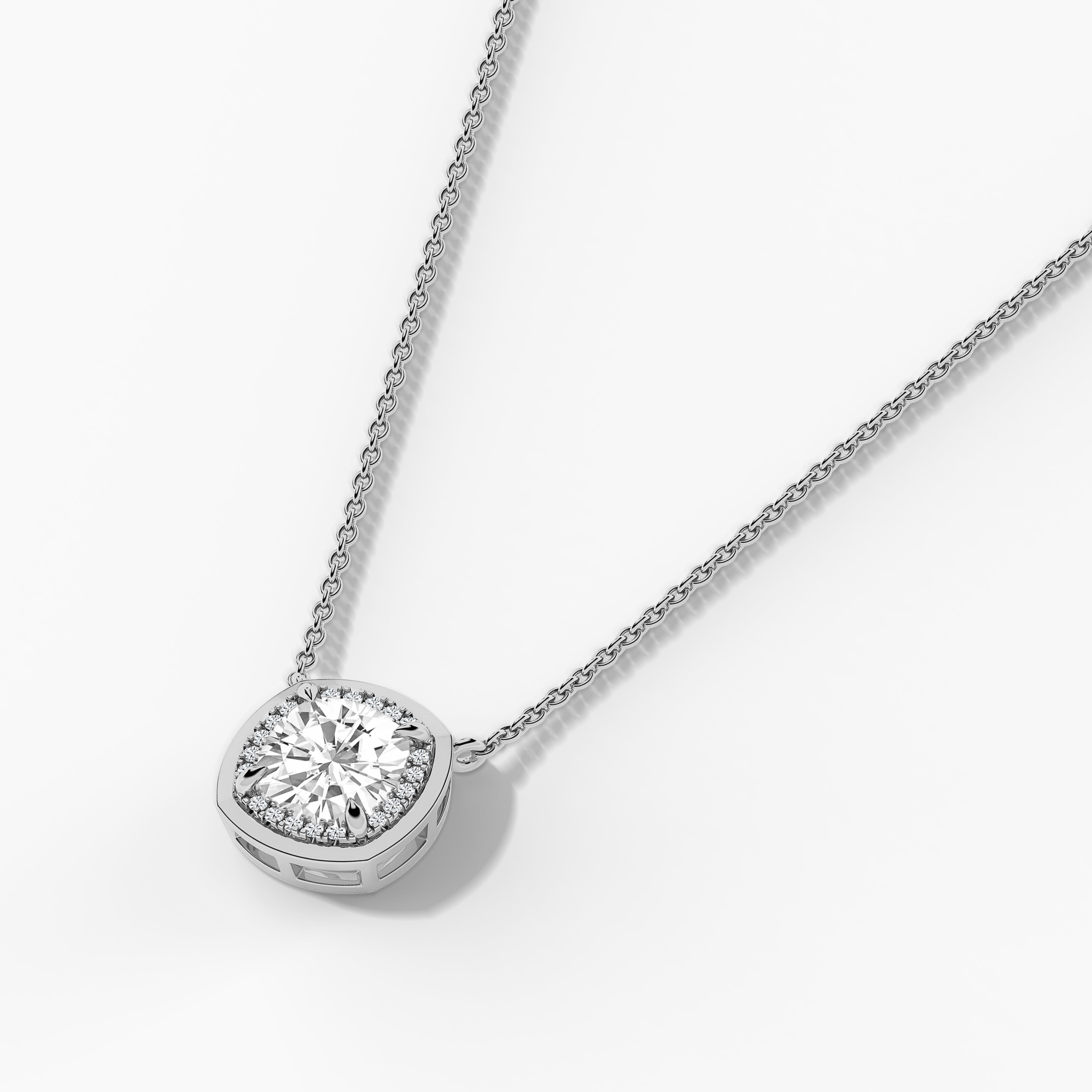 cushion diamond necklace