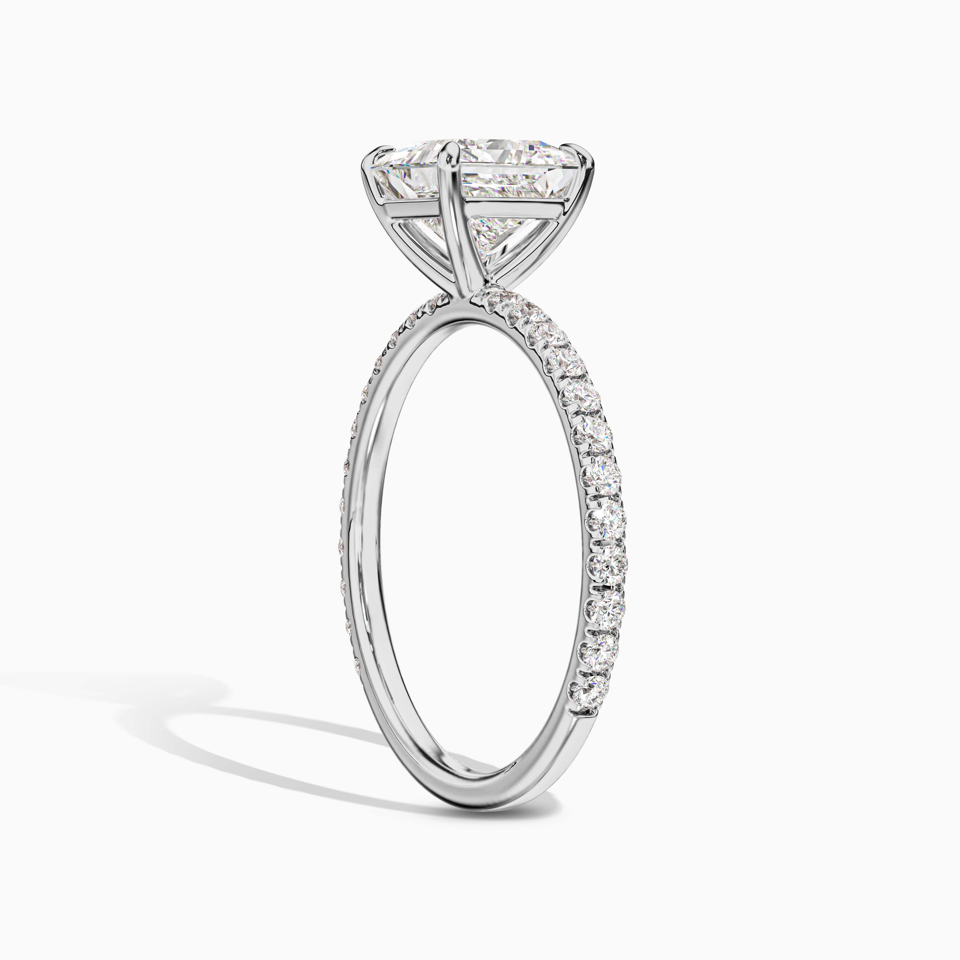 Princess Cut Side Stone Engagement Ring