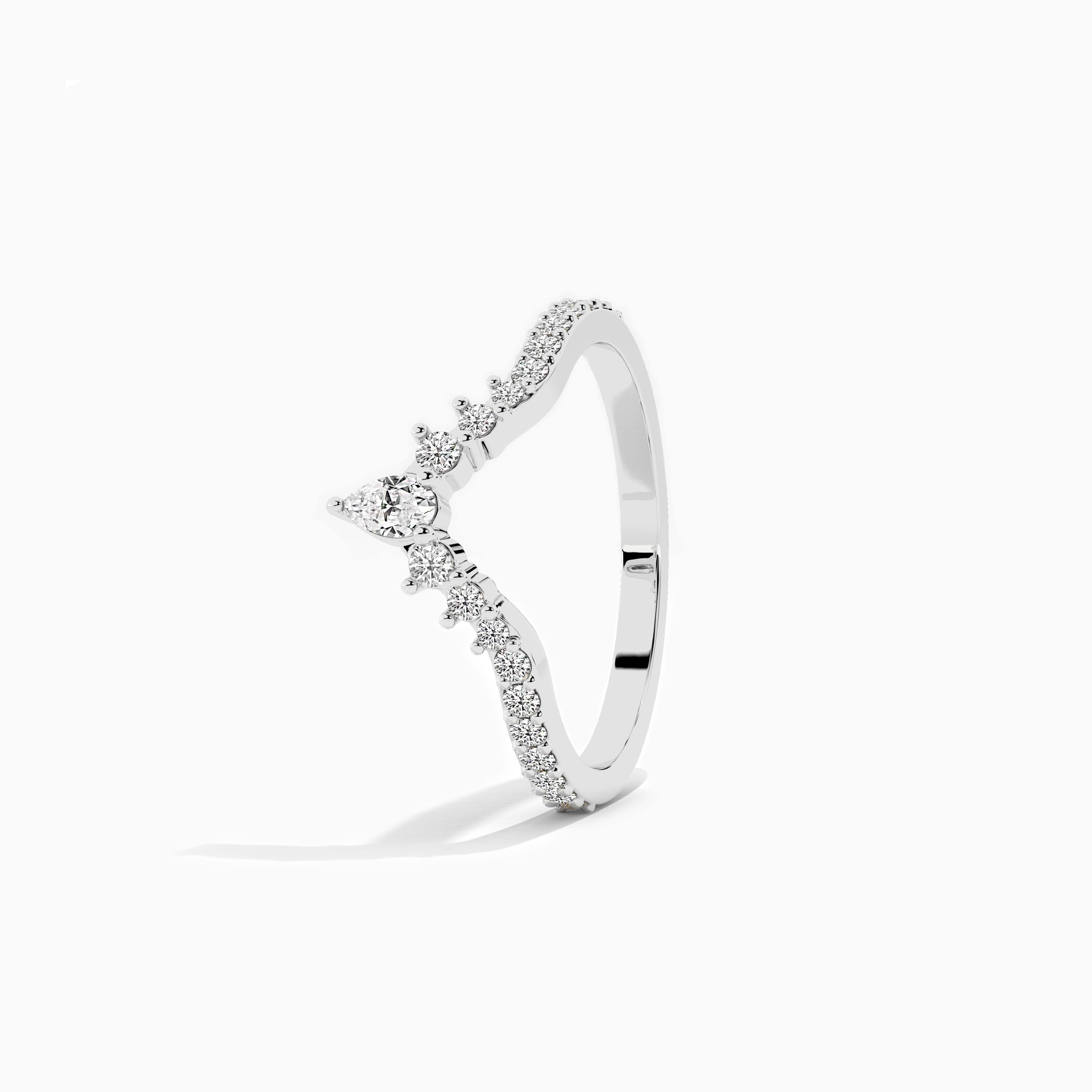 white gold diamond curved band