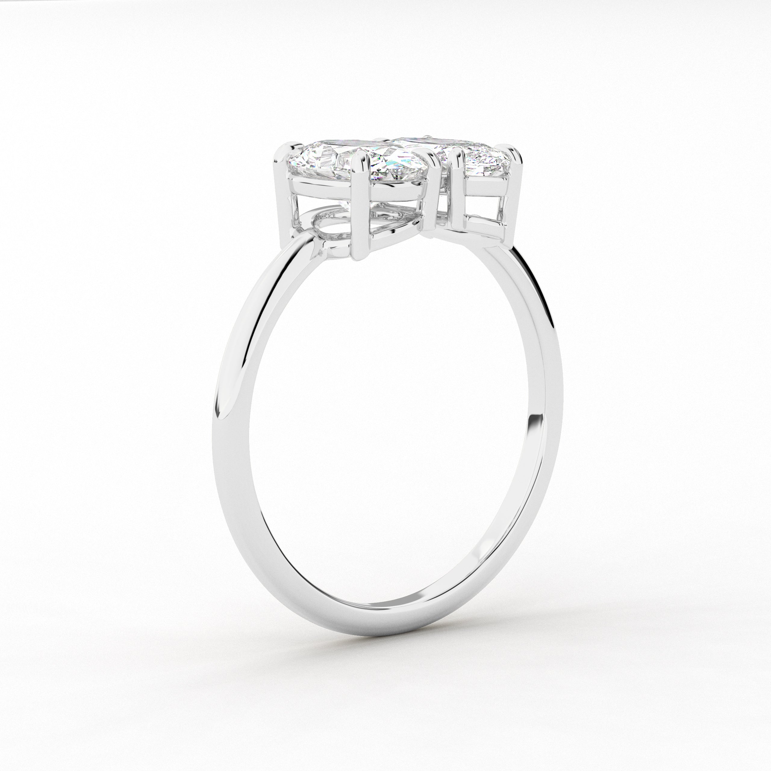Marquise and Oval Toi Et Moi Lab Grown Diamond Engagement Ring  In White Gold 