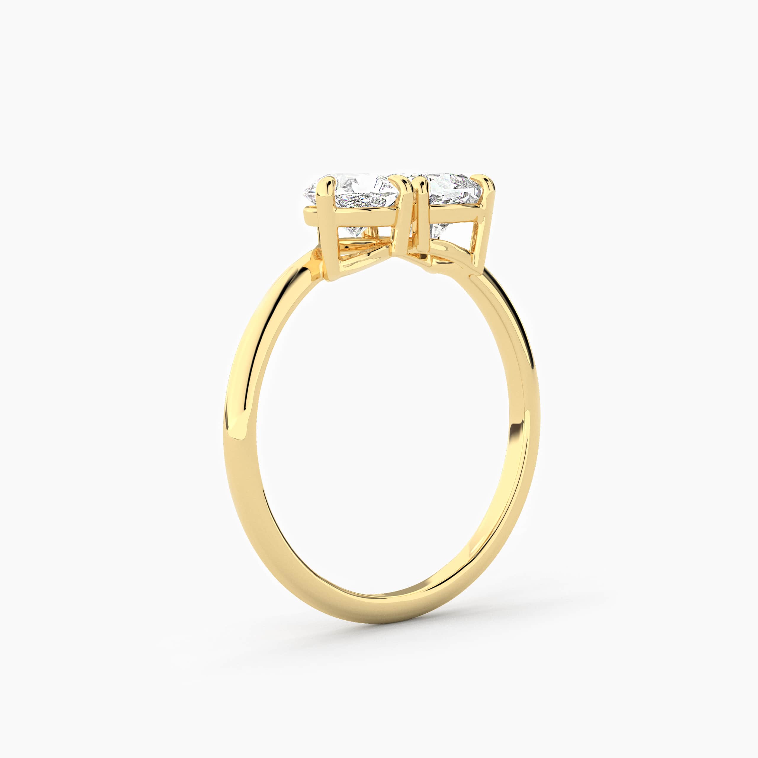 Pear And Cushion Toi Et Moi Engagement Ring Two Stone Moissanite Wedding Ring In Yellow Gold