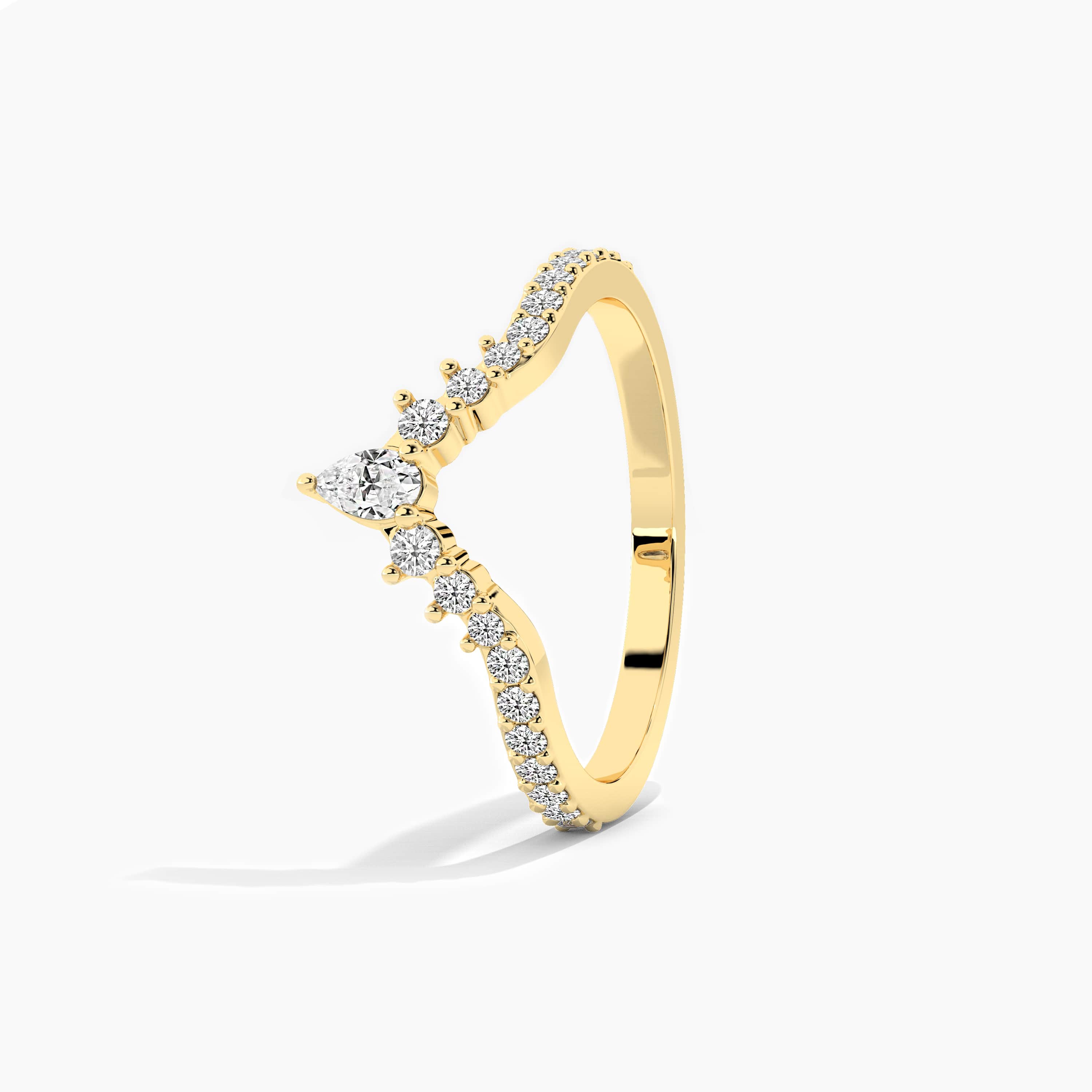 yellow gold moissanite diamond curved band 
