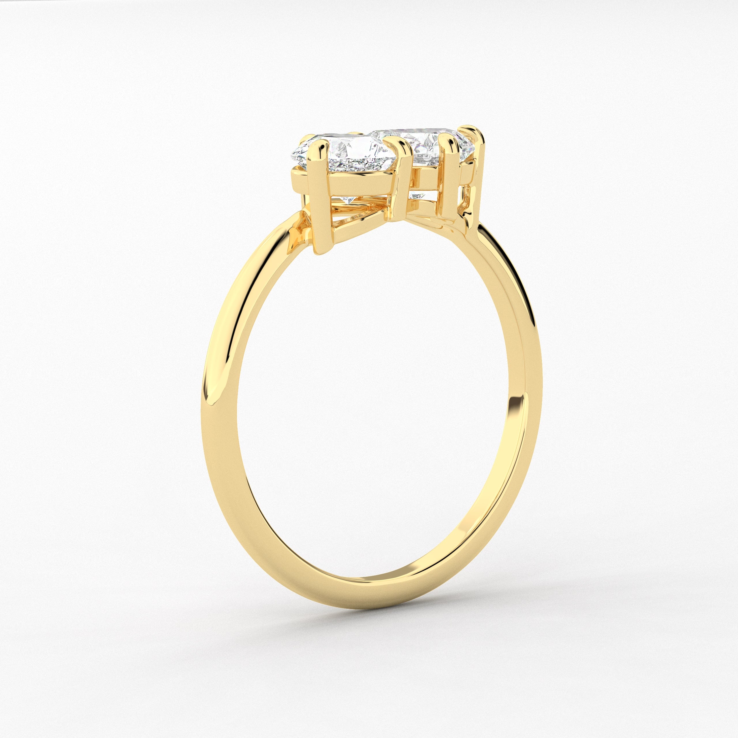 Pear And Heart  Cut Moissanite Toi Et Moi Ring In Yellow Gold 