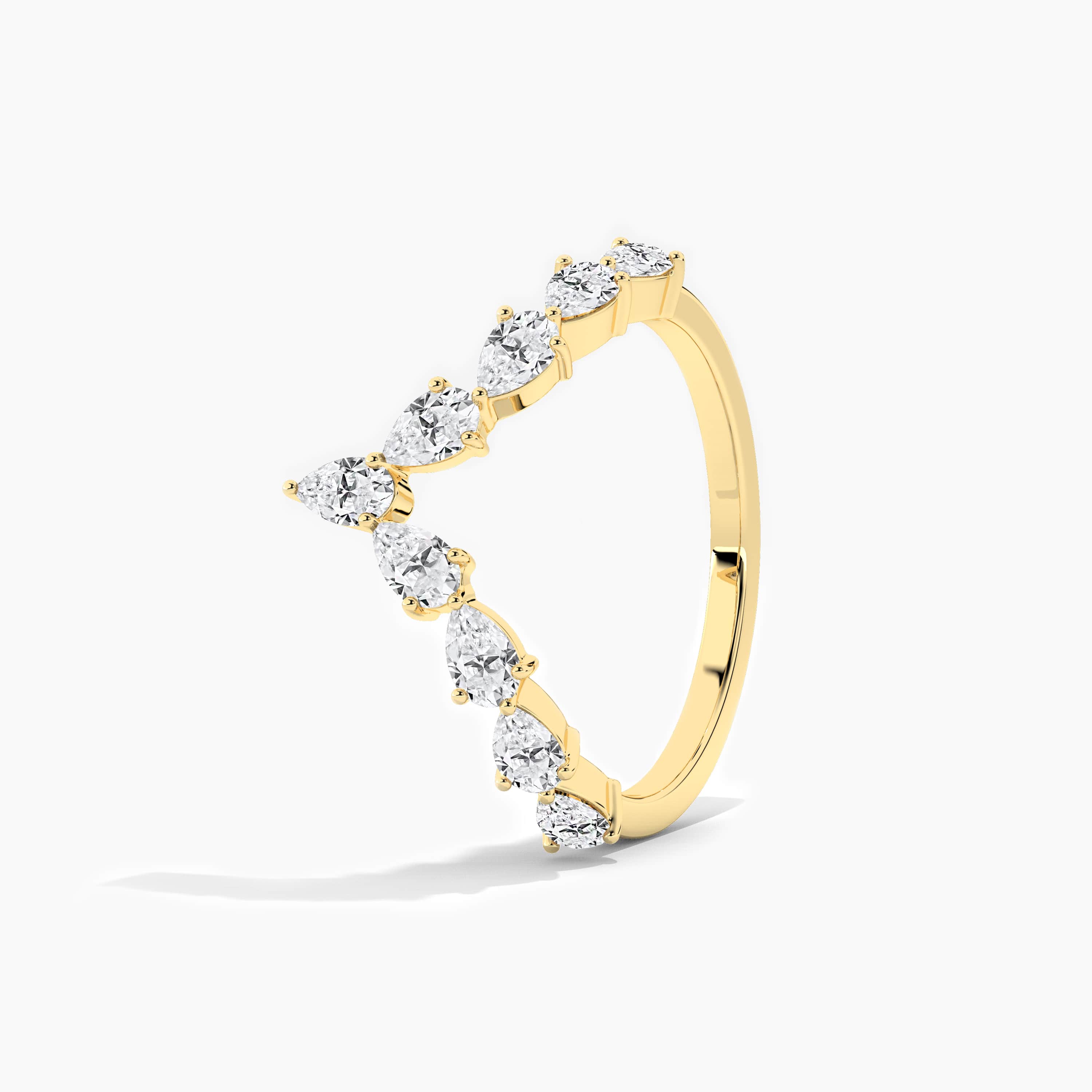 yellow gold lab grown diamond curved band 