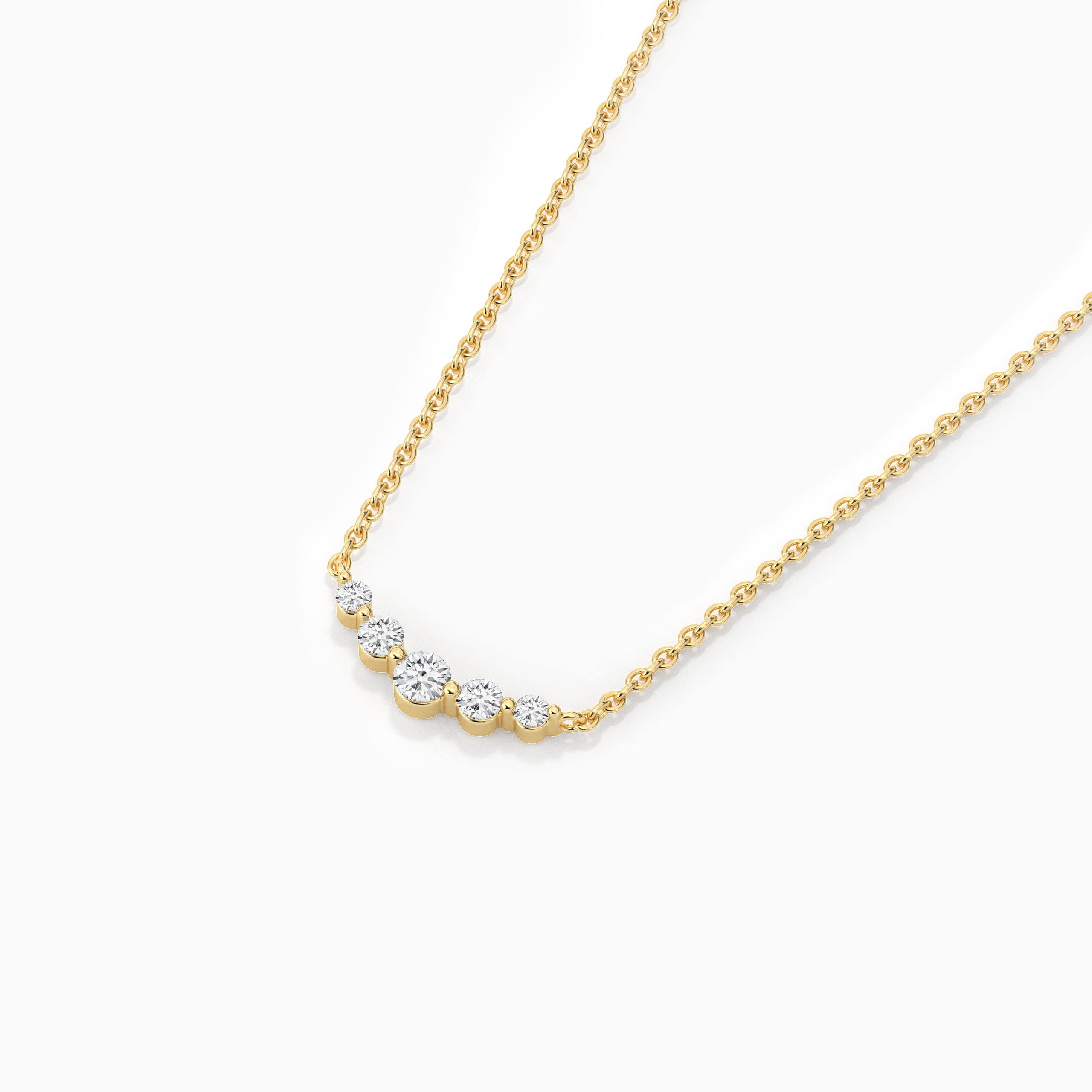 Round Shape Lab Grown Diamond Necklace In Yellow Gold For Woman  