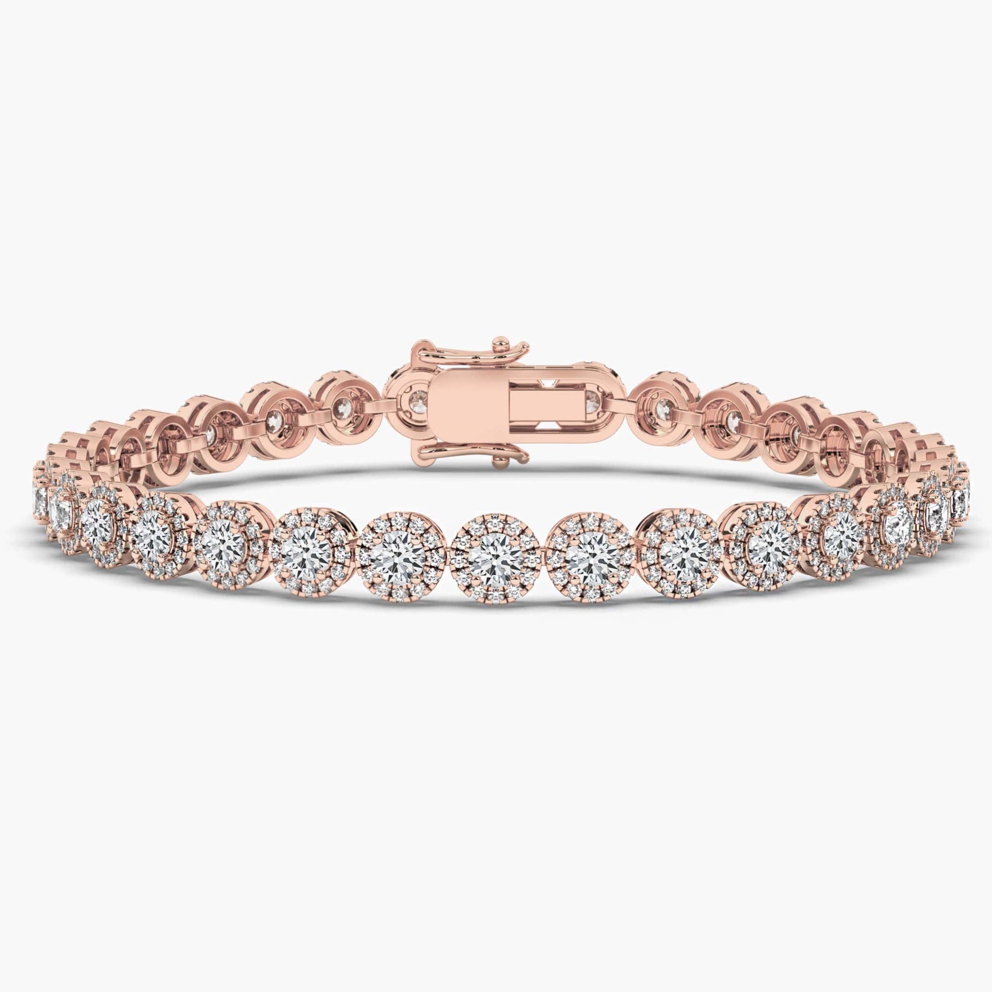 Rose Gold Diamond Halo Tennis Bracelet For Woman's