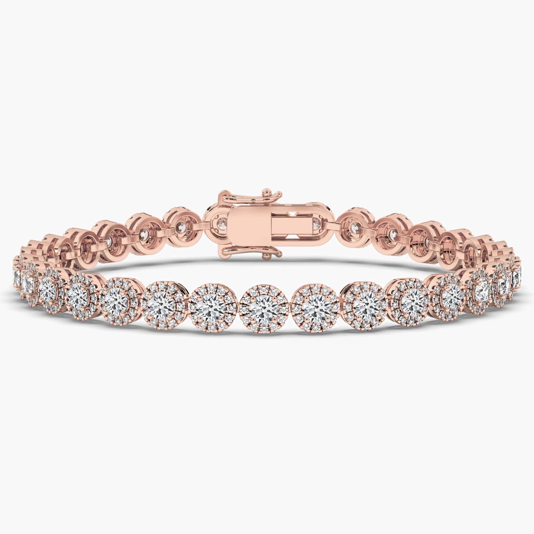 Rose Gold Diamond Halo Tennis Bracelet For Woman's