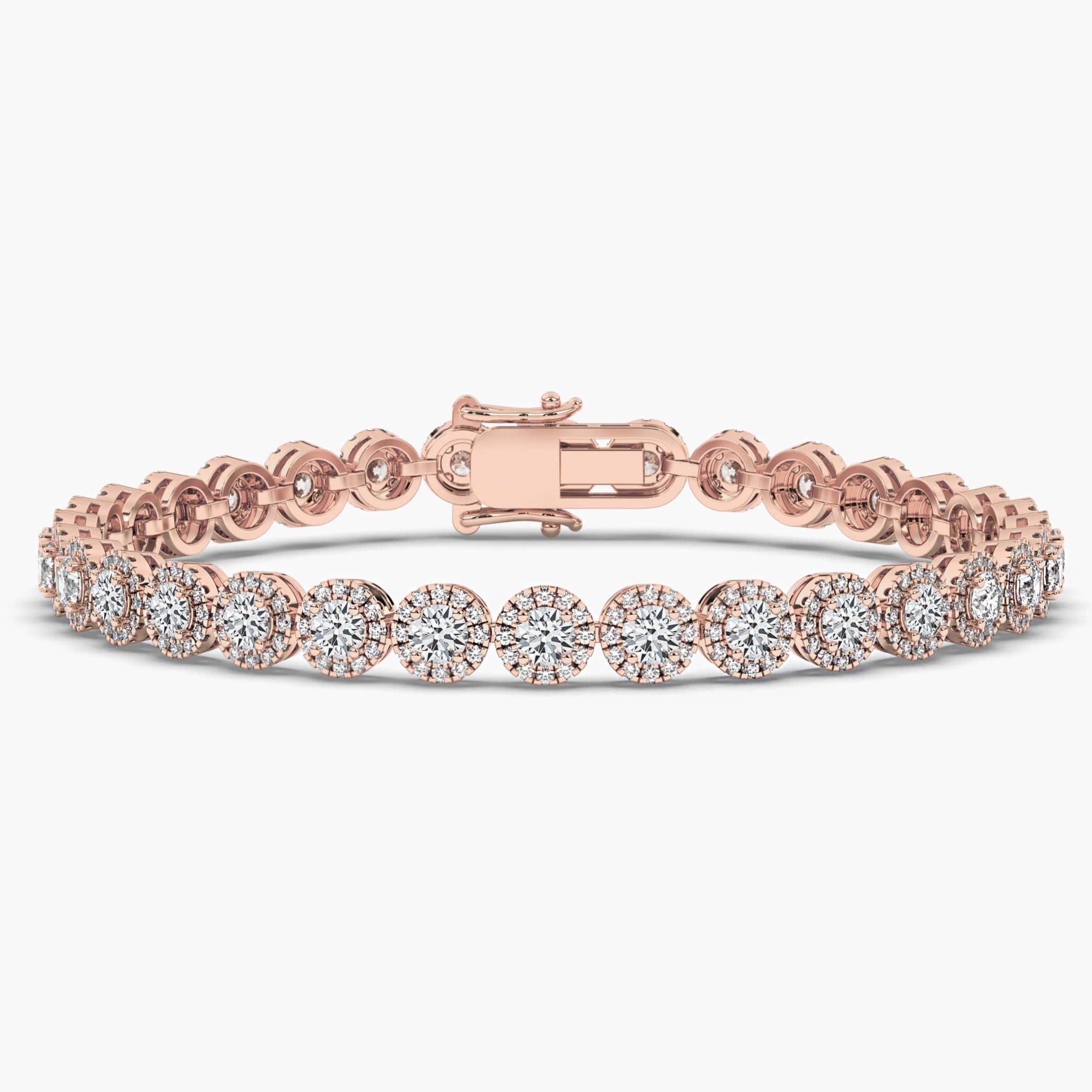 Rose Gold Diamond Halo Tennis Bracelet For Woman's