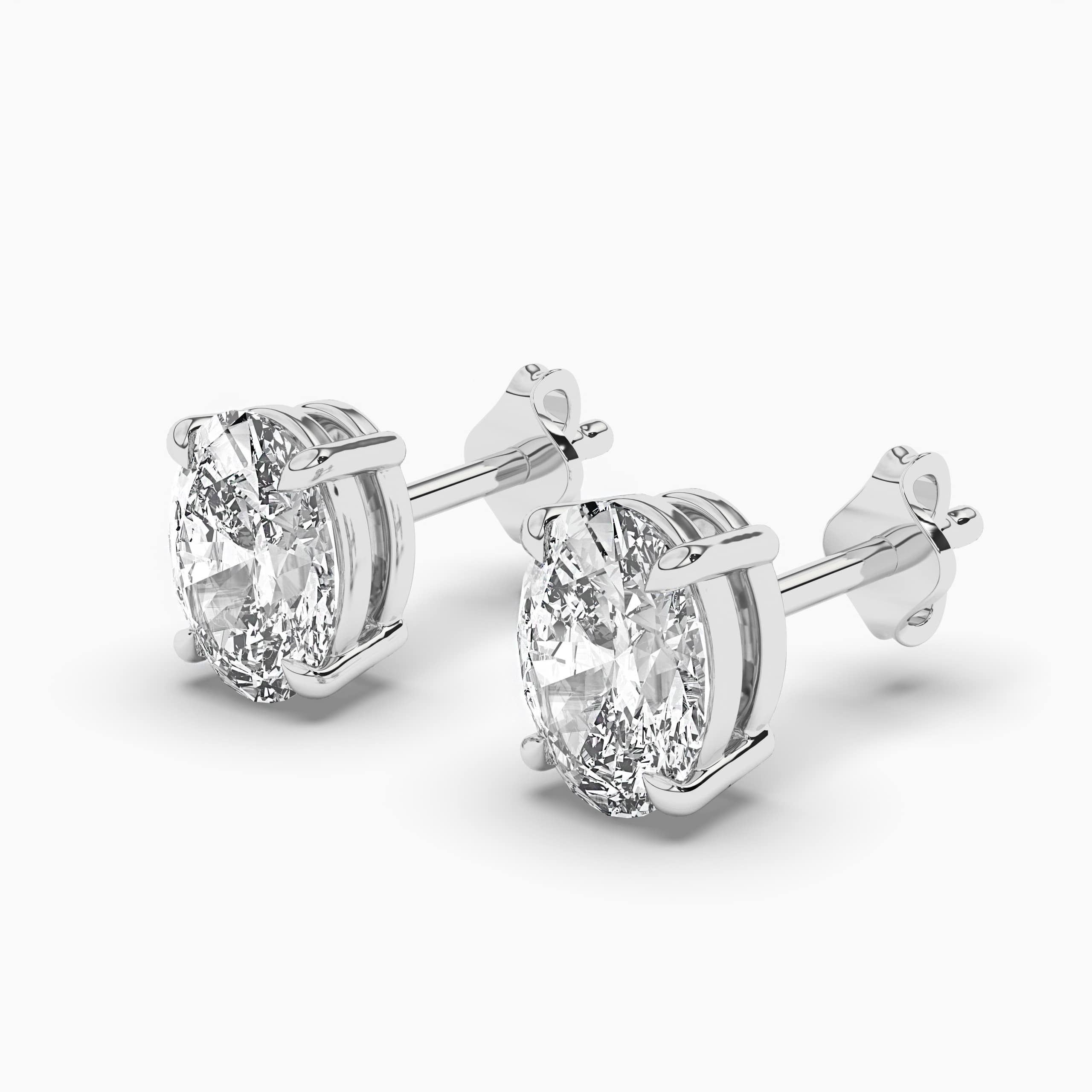 Lab Grown Oval Diamond Studs White Gold Earrings