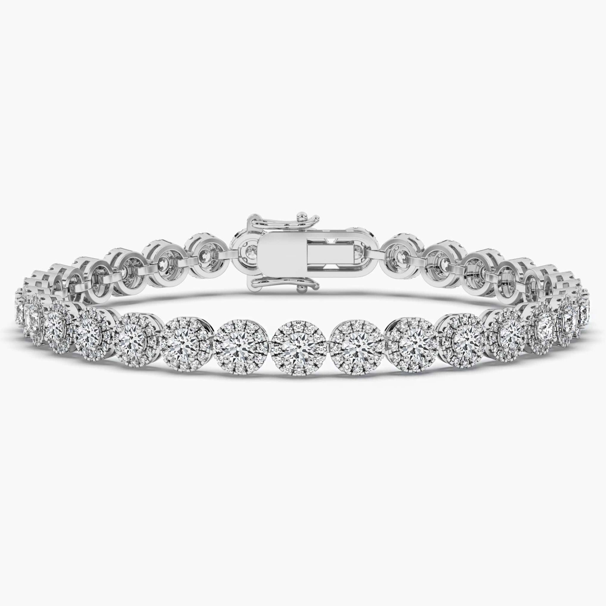 White Gold Diamond Halo Tennis Bracelet