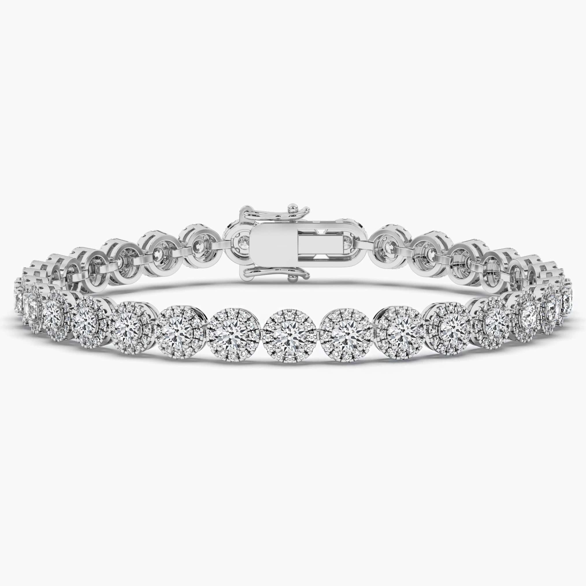 White Gold Diamond Halo Tennis Bracelet