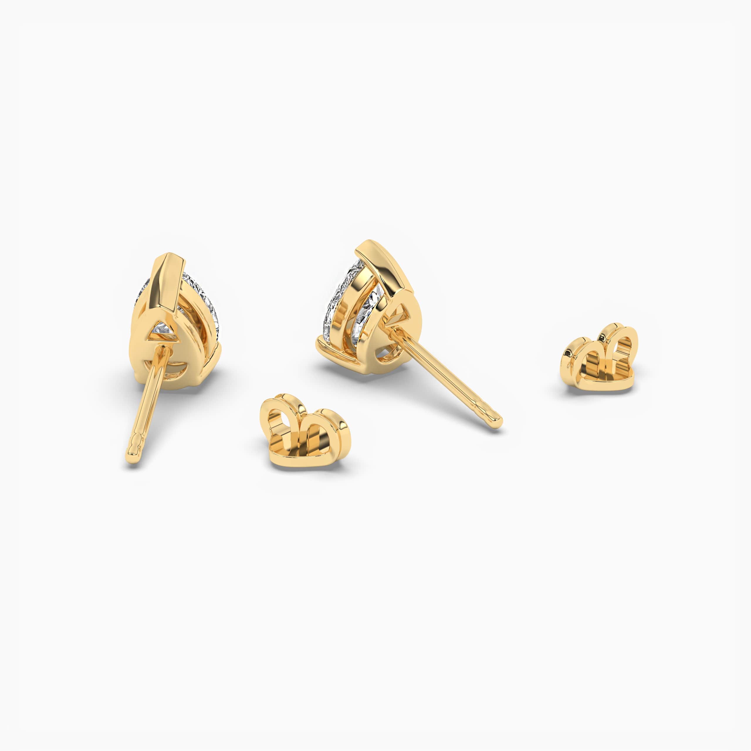 Yellow Gold & Diamond Double Pear Stud Earrings