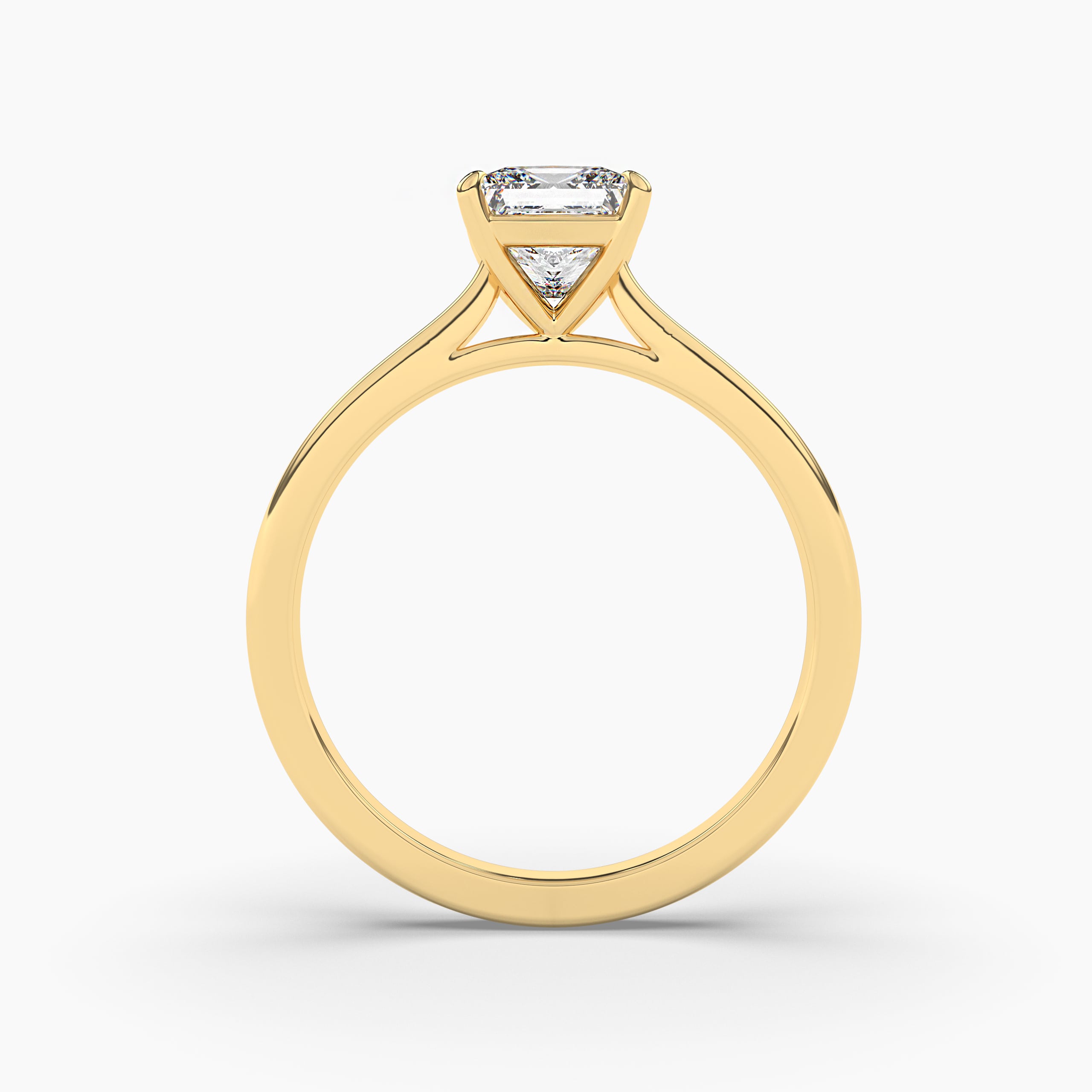 Princess Cut diamond Solitaire Engagement Rings in Yellow Gold