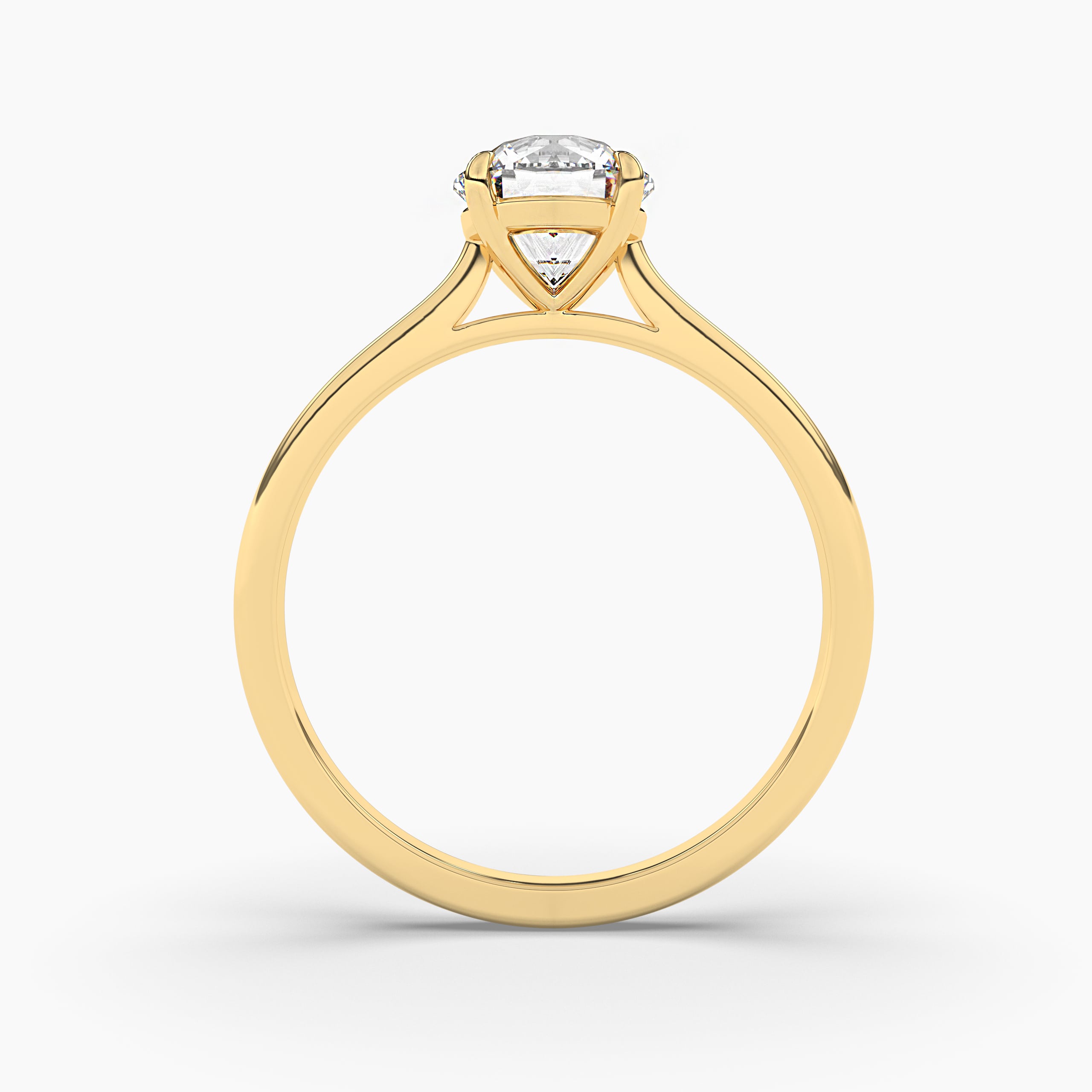 Round Cut diamond Solitaire Engagement Rings in Yellow Gold