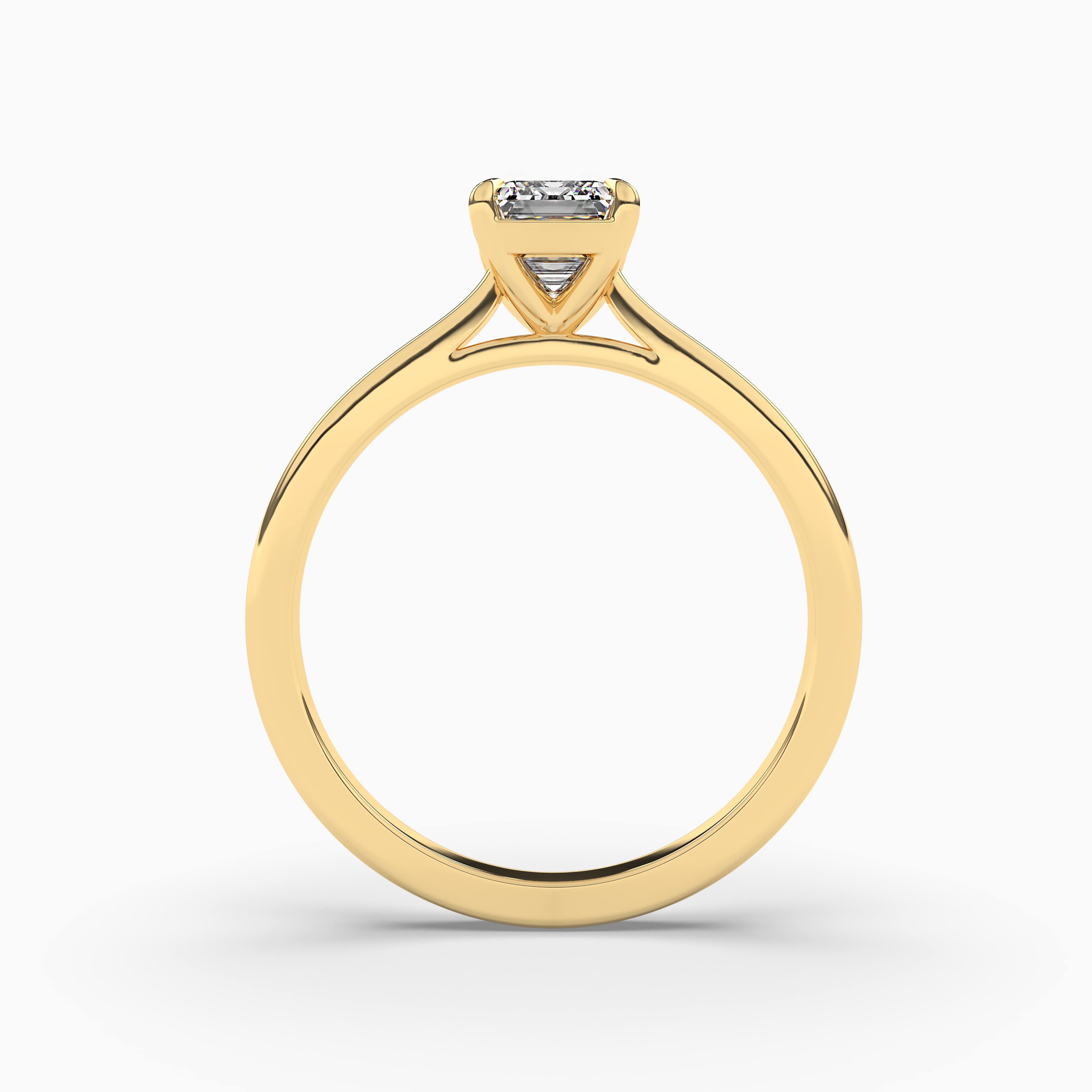 Gold Emerald Cut Solitaire Engagement Ring