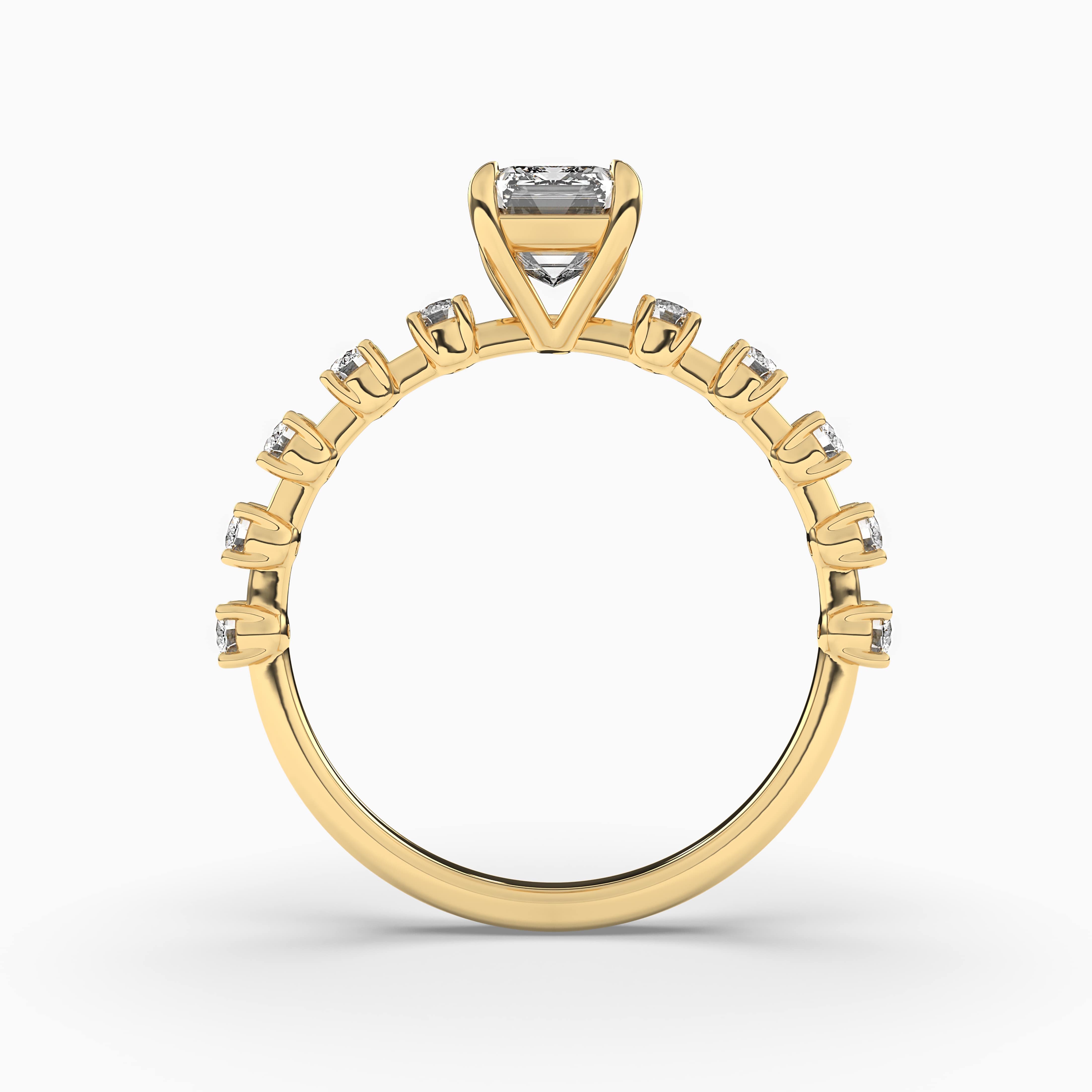 Emerald Cut Amethyst Diamond Ring in Yellow Gold
